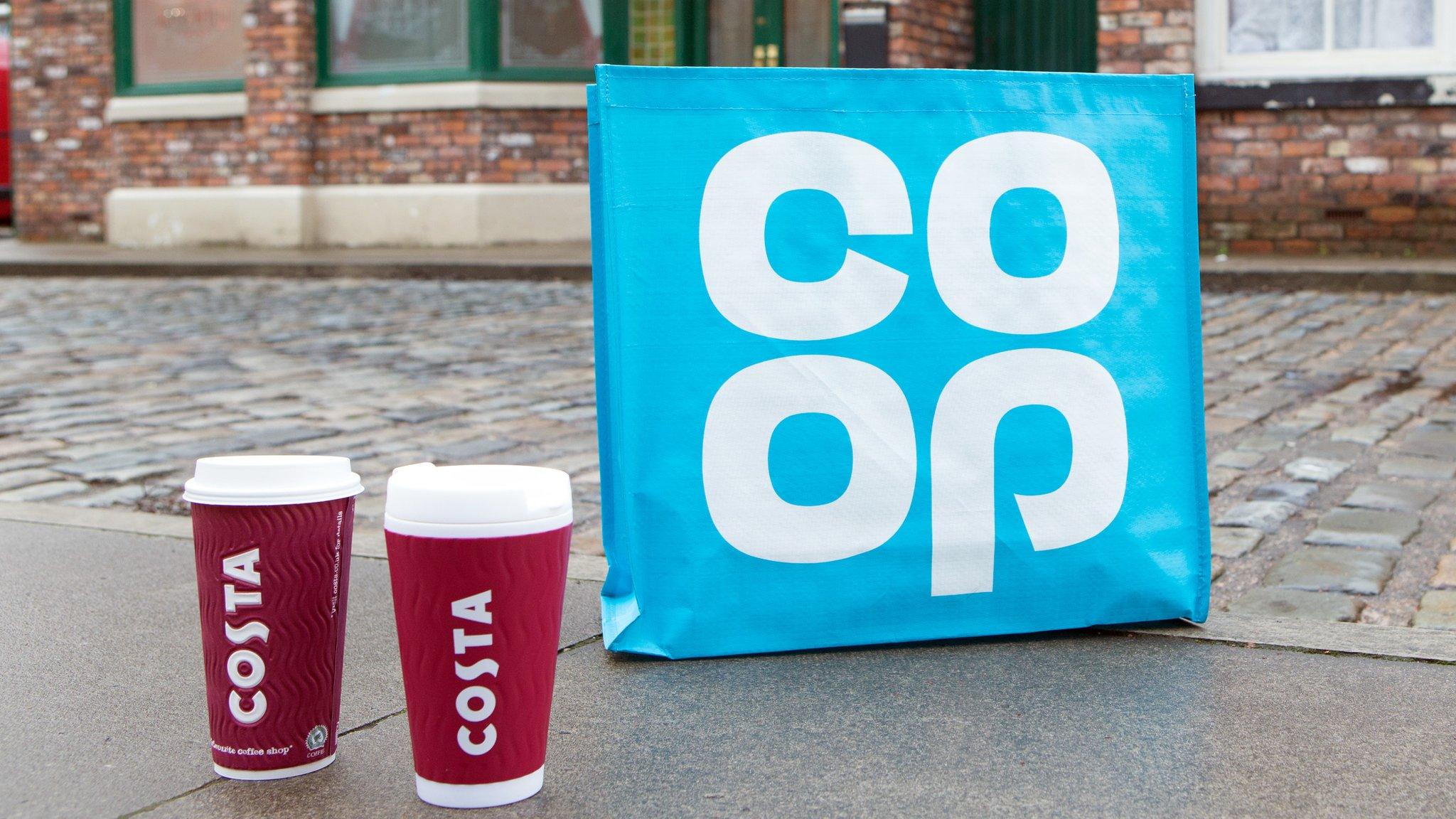 Co-Op and Costa Coffee items on Coronation Street