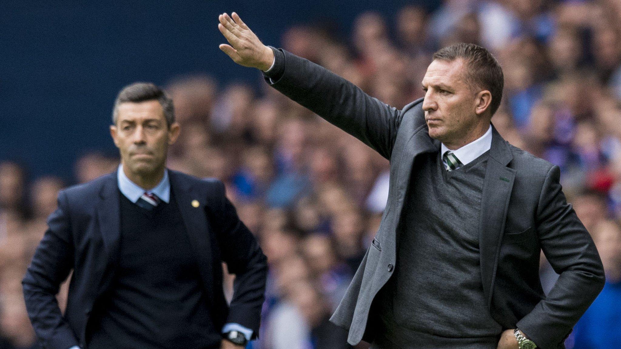 Former Rangers boss Pedro Caixinha (left) and Celtic manager Brendan Rodgers