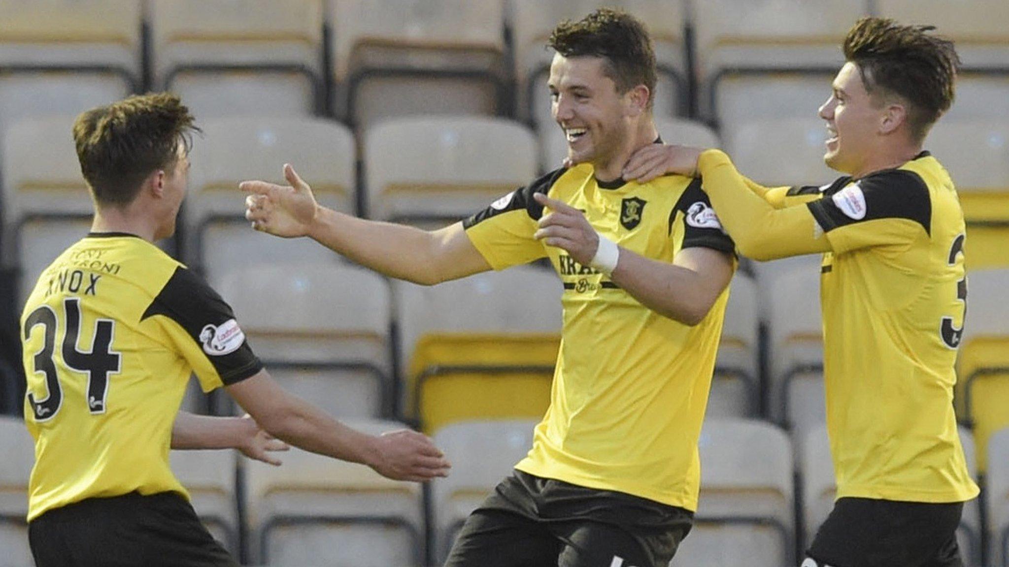 Livingston celebrate Craig Halkett's goal