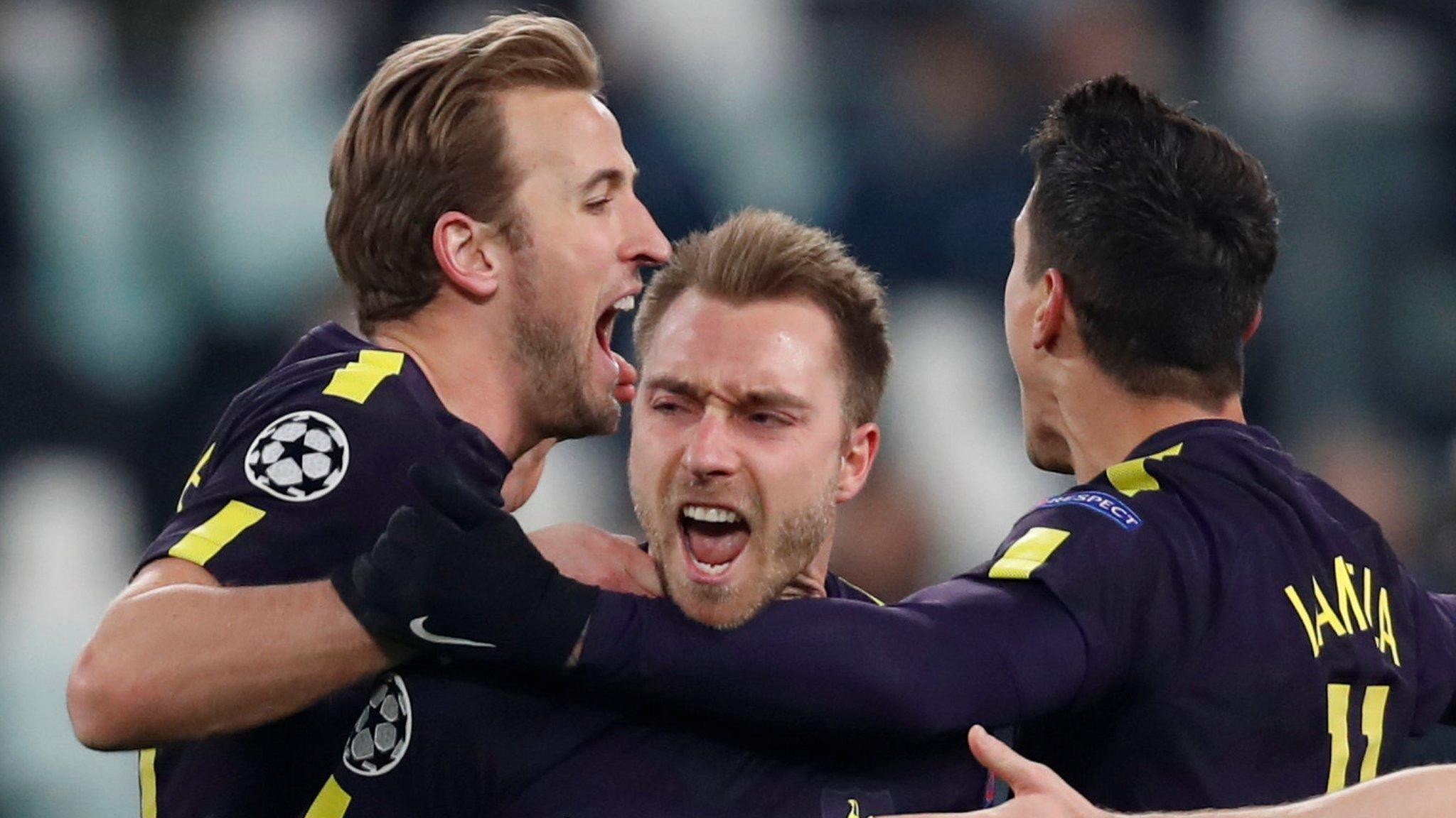 Christian Eriksen celebrates scoring for Tottenham against Juventus