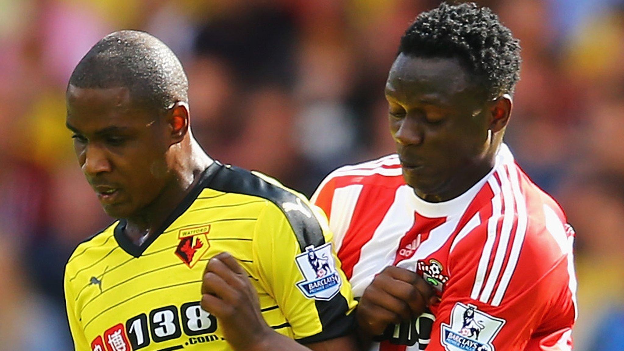 Odion Ighalo of Watford and Victor Wanyama of Southampton