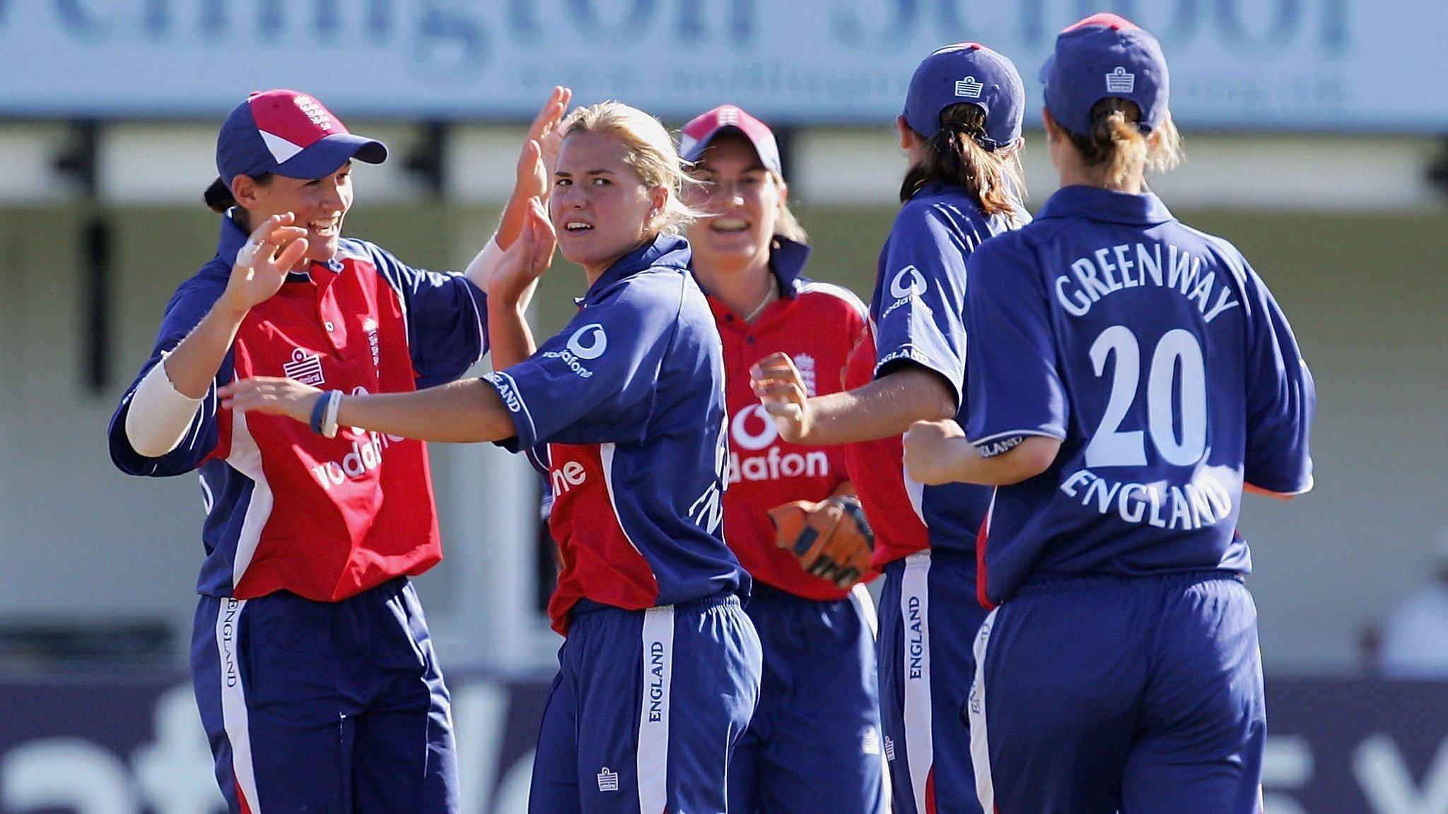 2 September, 2005, Taunton: Sciver-Brunt celebrates taking the wicket of Belinda Clarke on her England debut. Brunt took 3-18 but ended up losing the T20 international by seven wickets