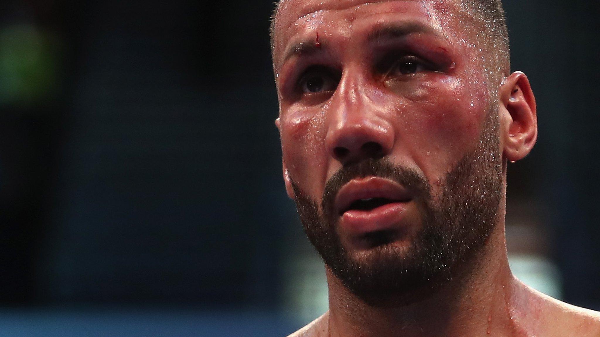 James DeGale reacts after losing to Caleb Truax