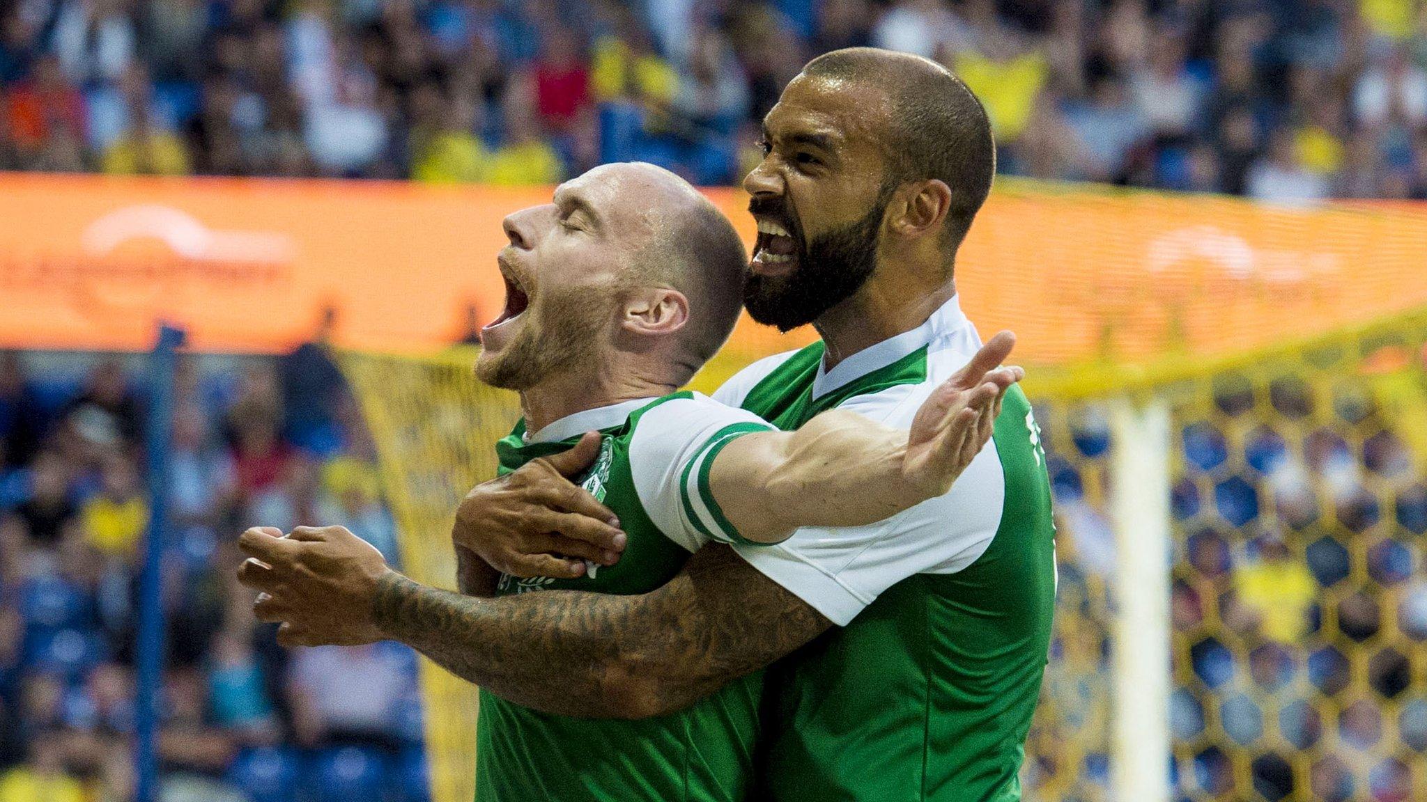 David Gray (left) after scoring