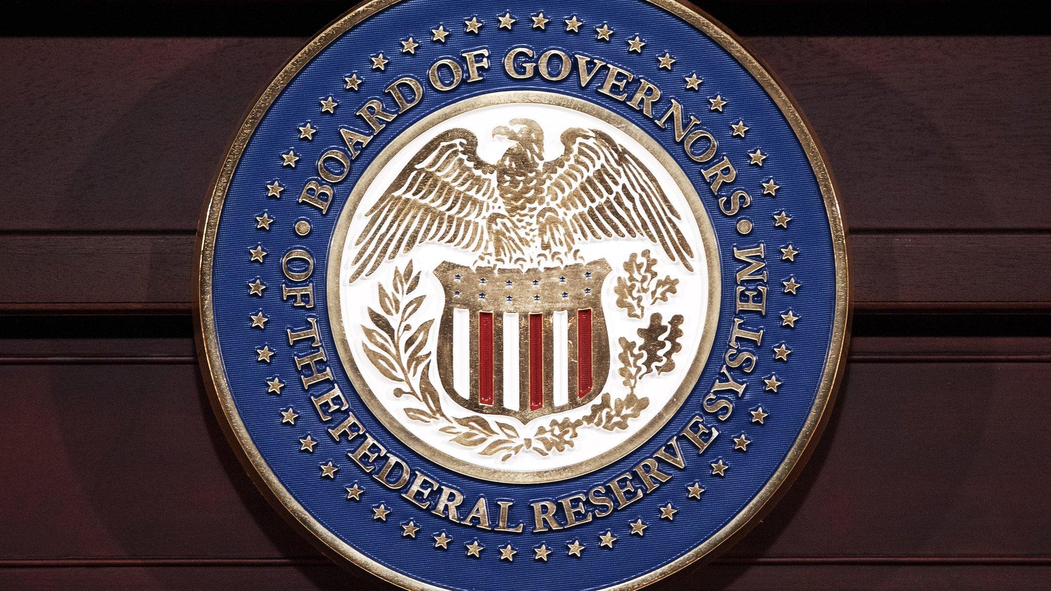 The seal of the US Federal Reserve at the bank's HQ in Washington DC