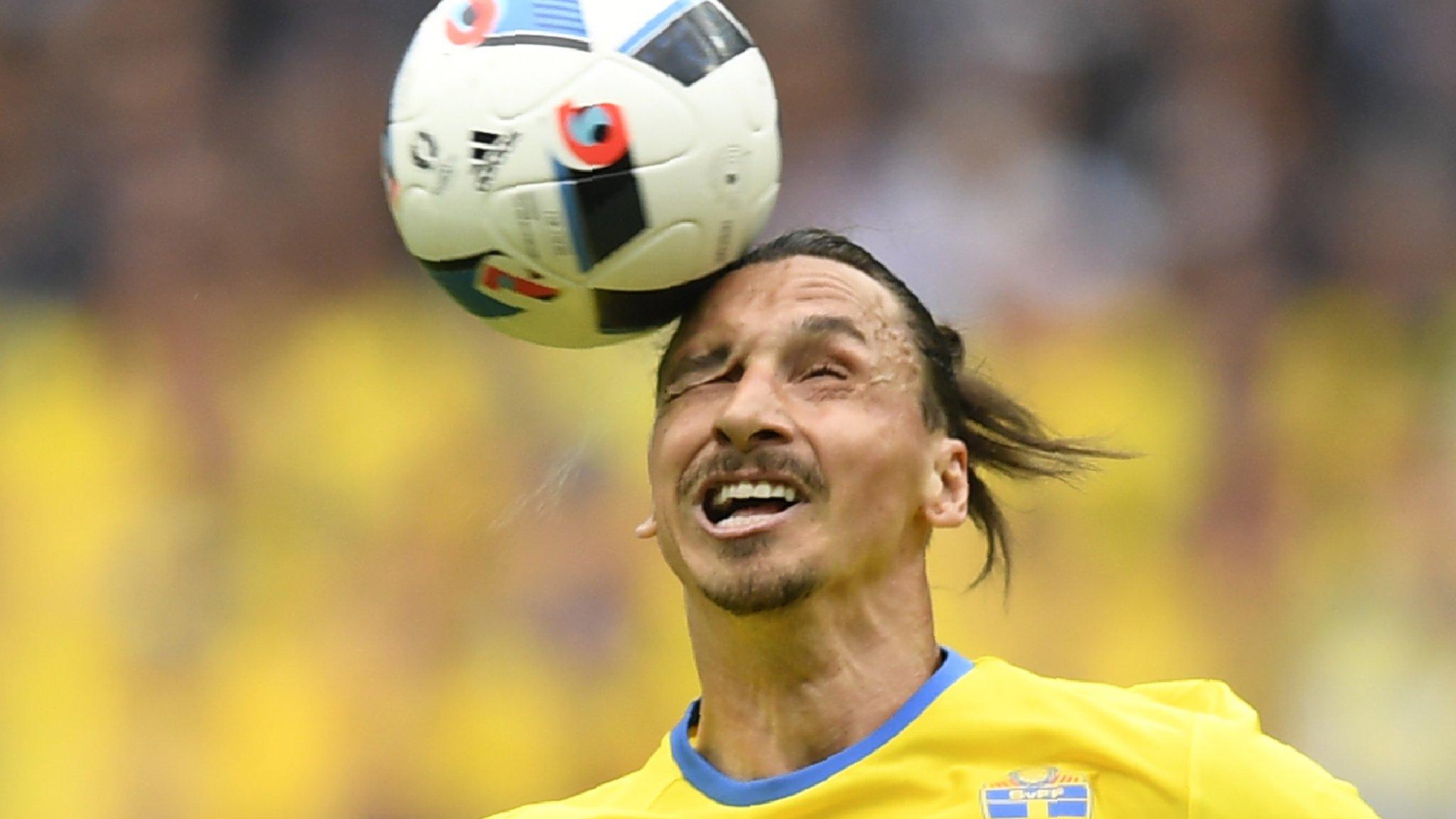 Zlatan heads the ball