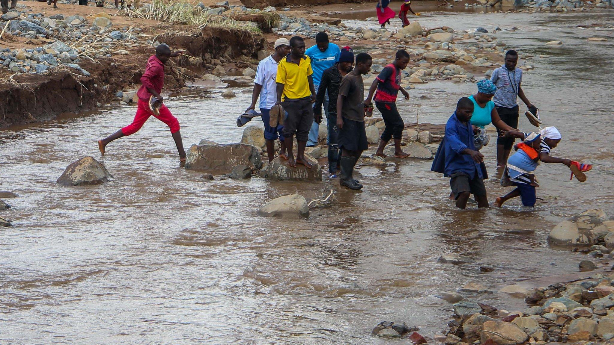 People in Zimbabwe following Cyclone Idai