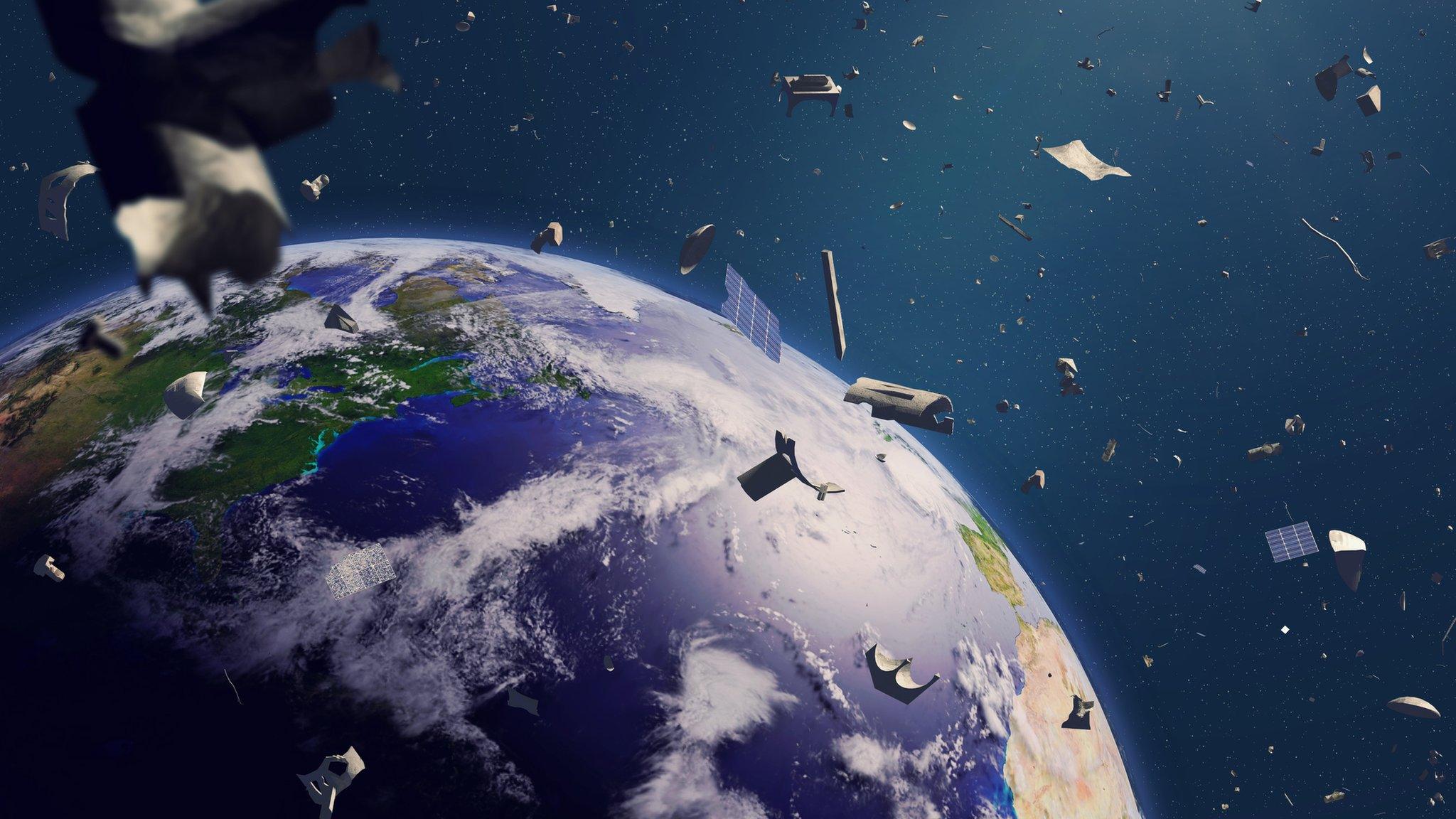 Space junk orbiting Earth.