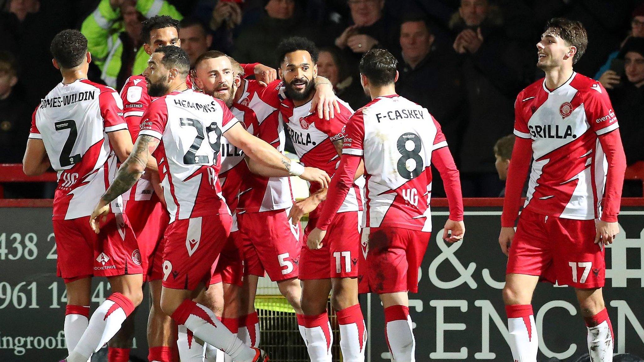 Stevenage celebrate scoring