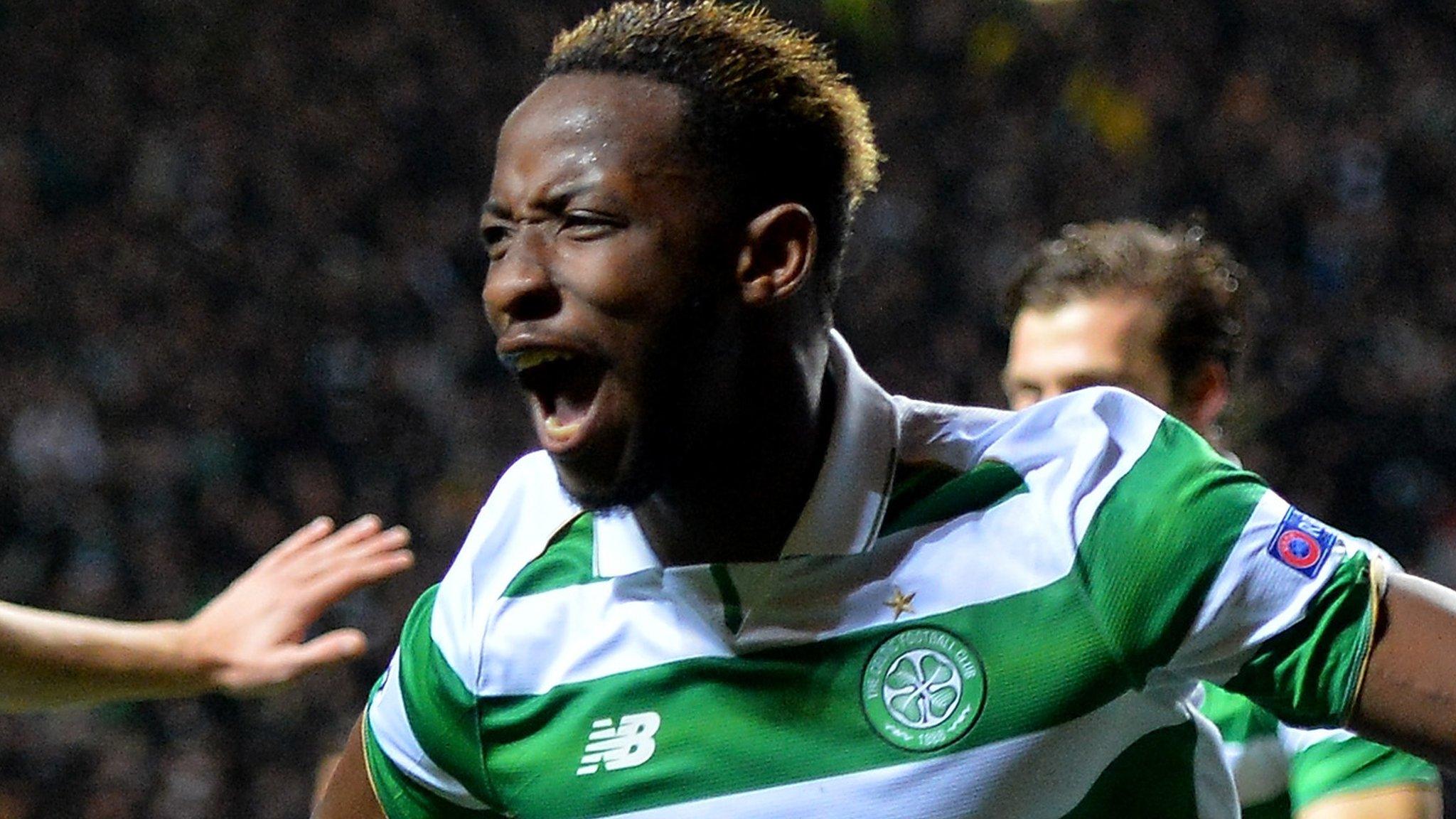 Celtic's Moussa Dembele celebrates scoring against Manchester City