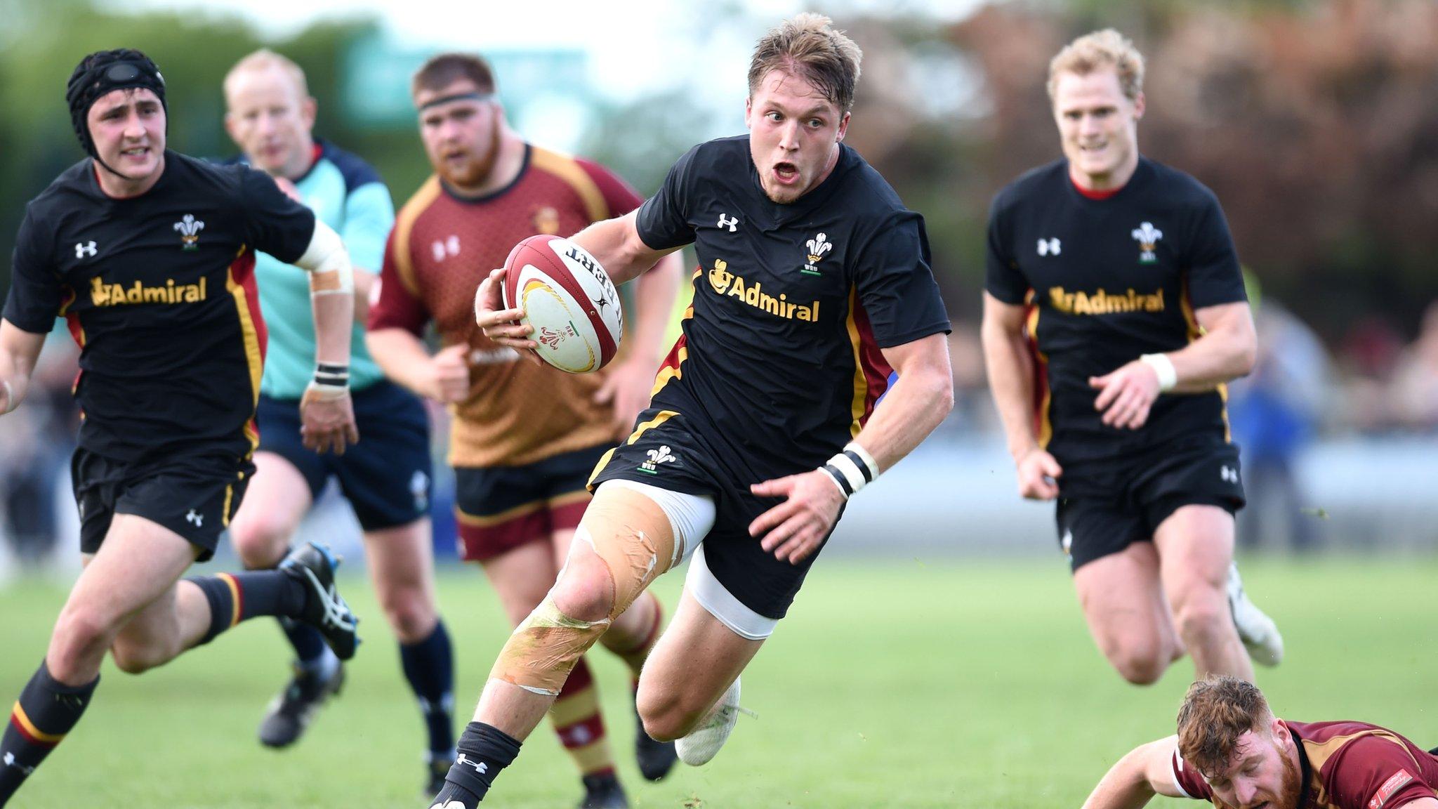 Wales' Tyler Morgan in action against RGC 1404