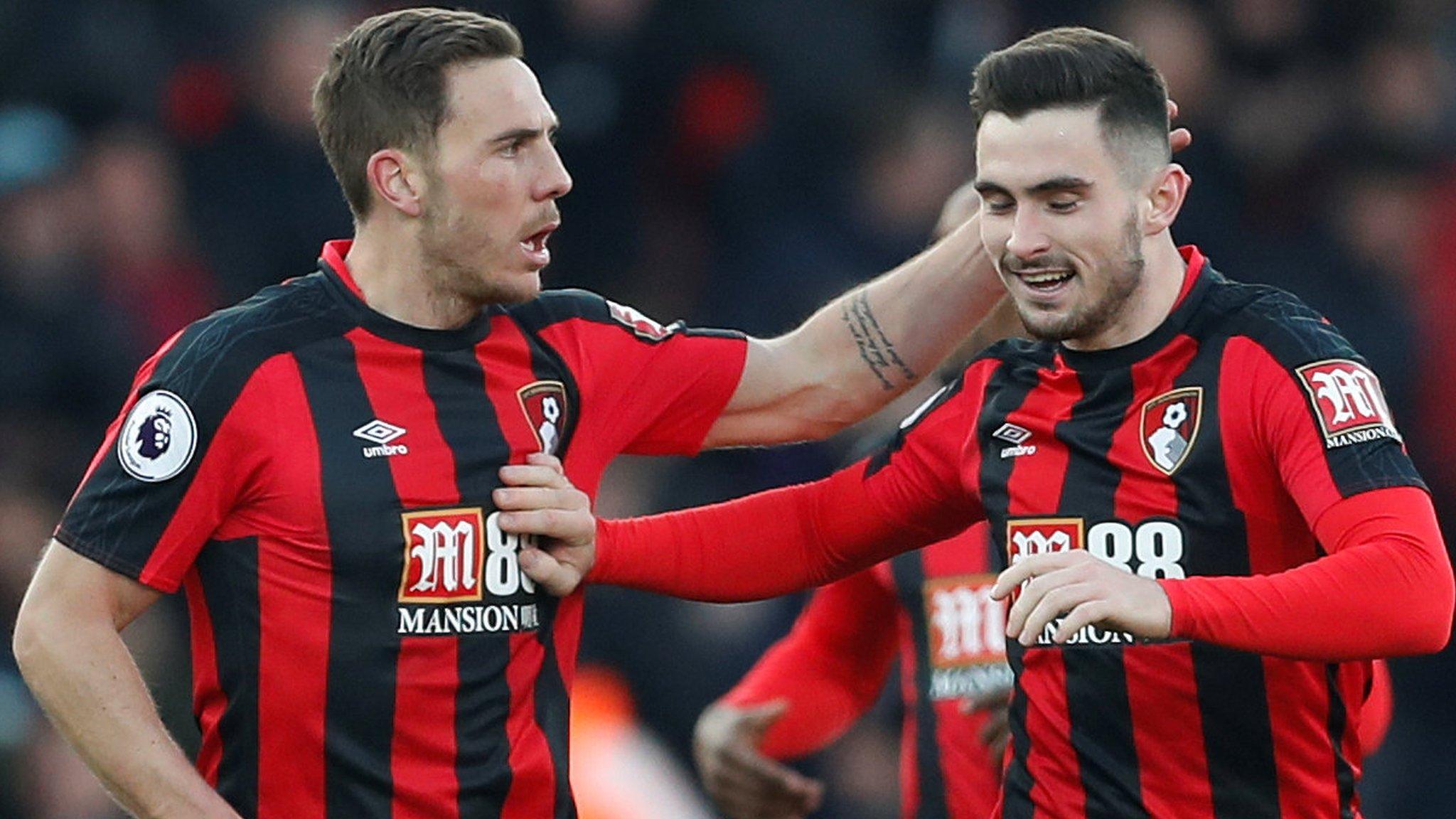 Bournemouth's Dan Gosling celebrates with Lewis Cook