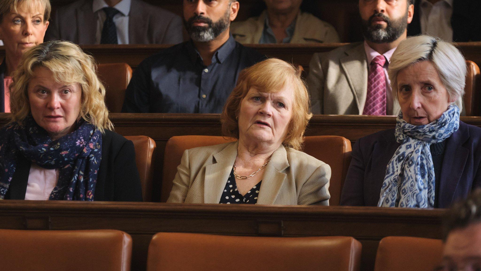 Monica Dolan as Pam, Lesley Nicol as Pam and Julie Hesmondhalgh as Suzanne.