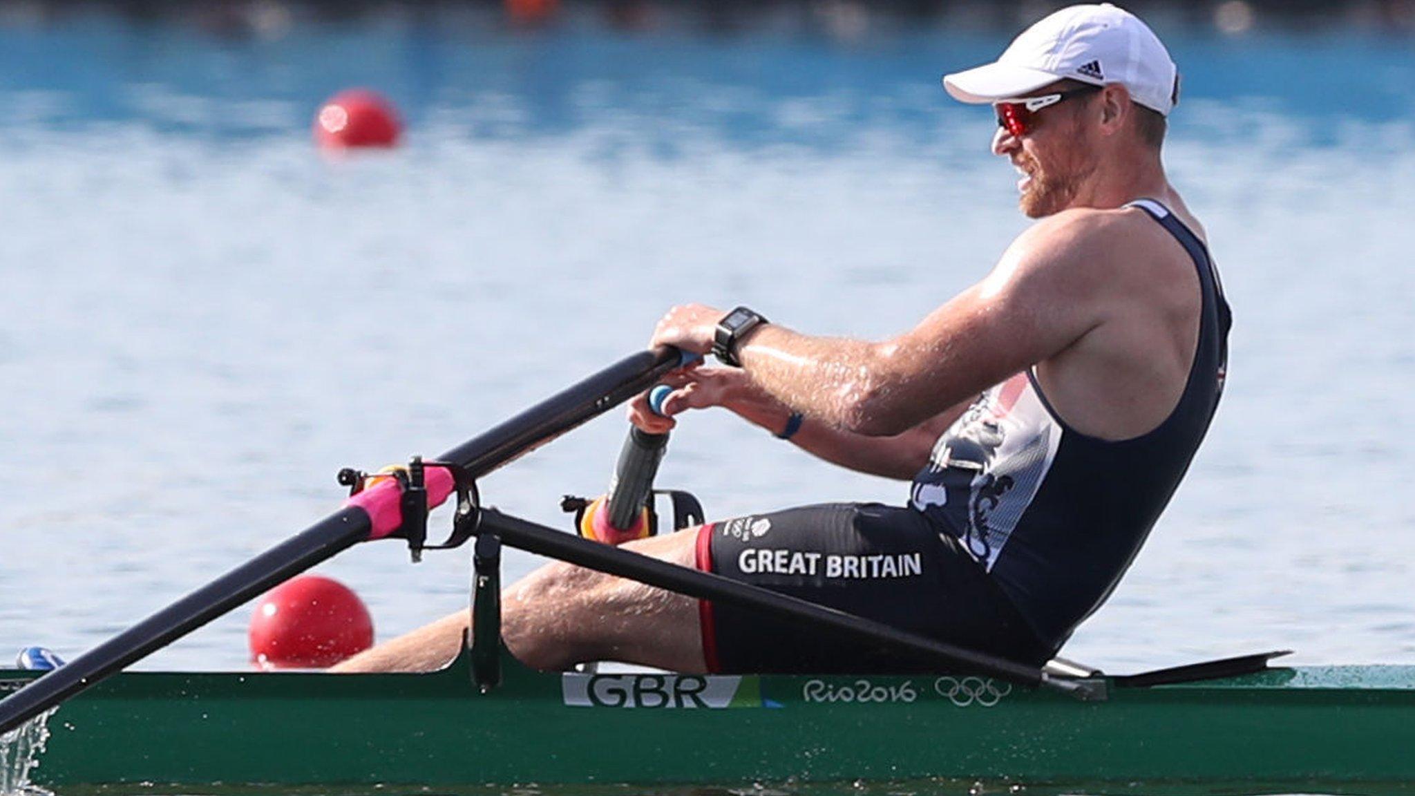 Great Britain's Alan Campbell on his way to victory in his single sculls heat in Rio