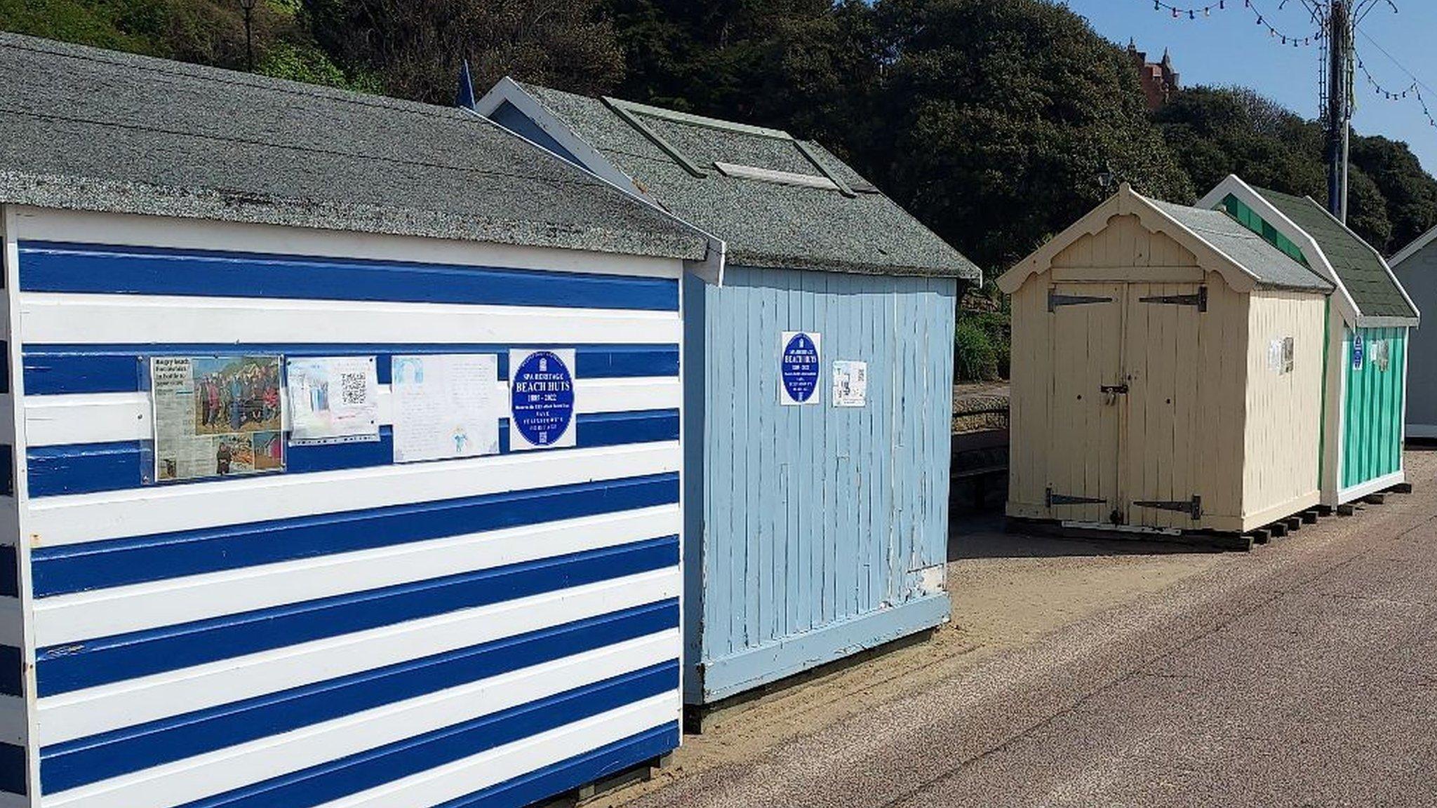 A row of Felixstowe beach huts