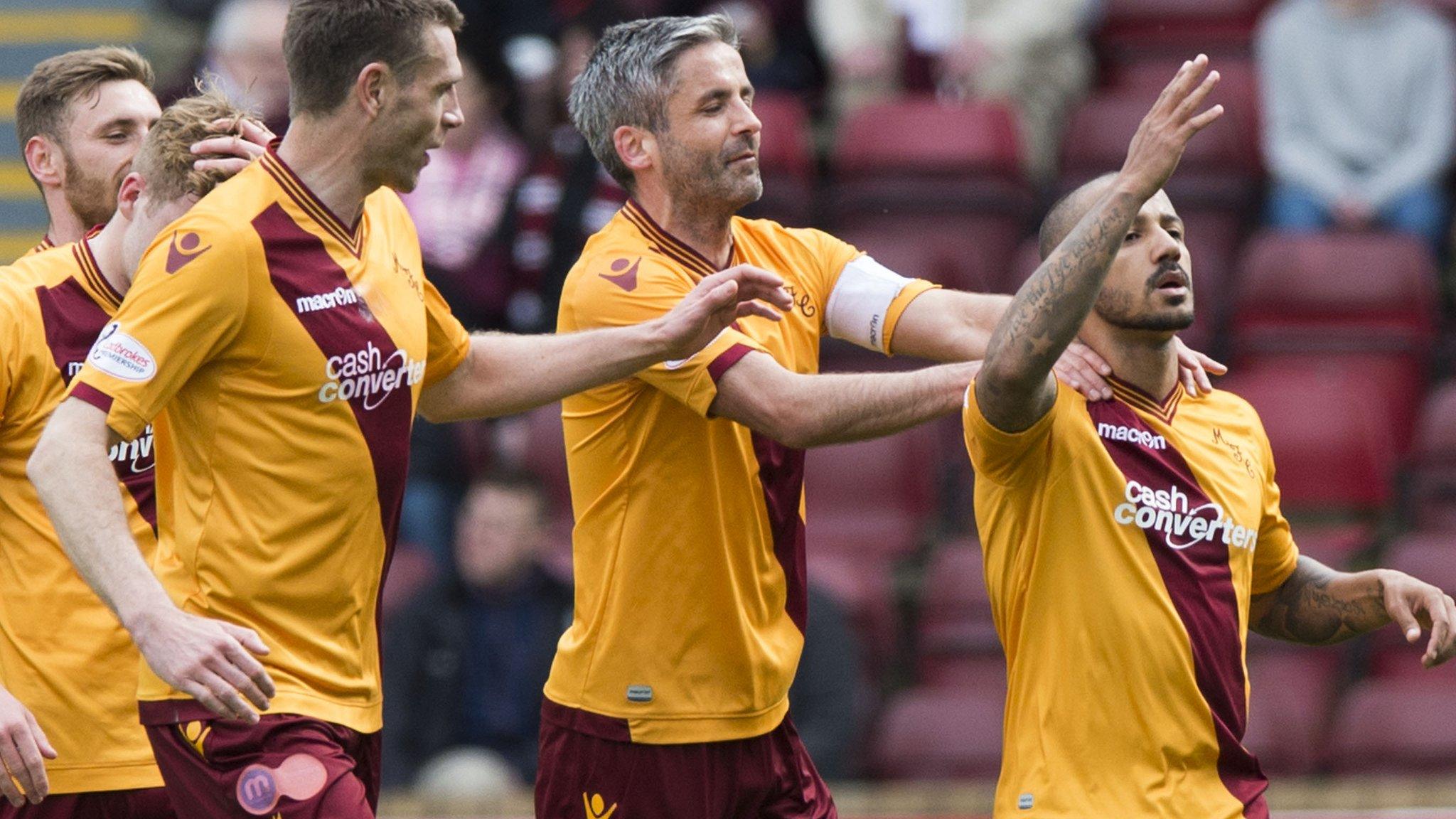 Motherwell celebrate Lionel Ainsworth's goal