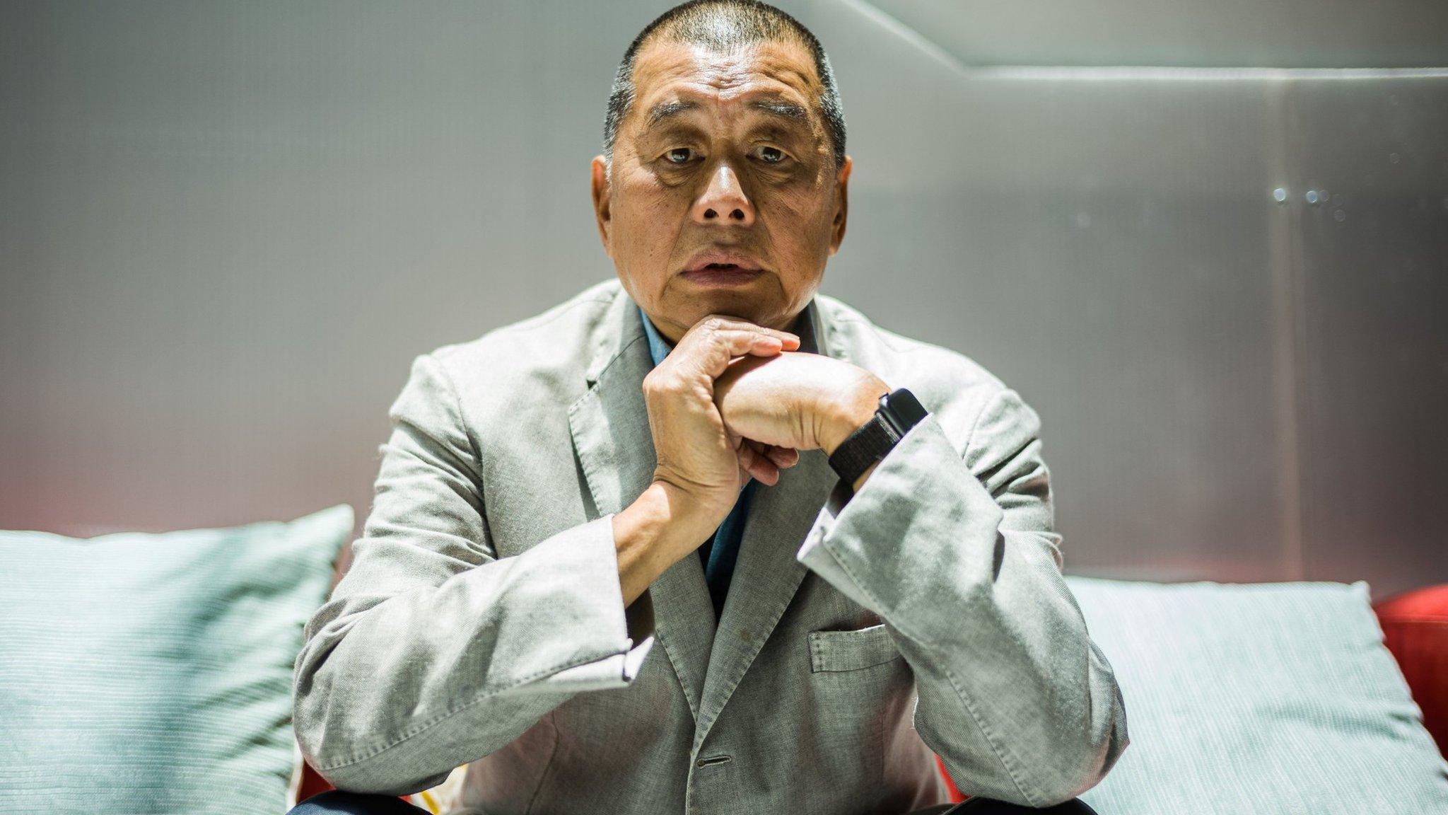 Jimmy Lai poses during an interview with the AFP news agency at the offices of now defunct newspaper Apple Daily