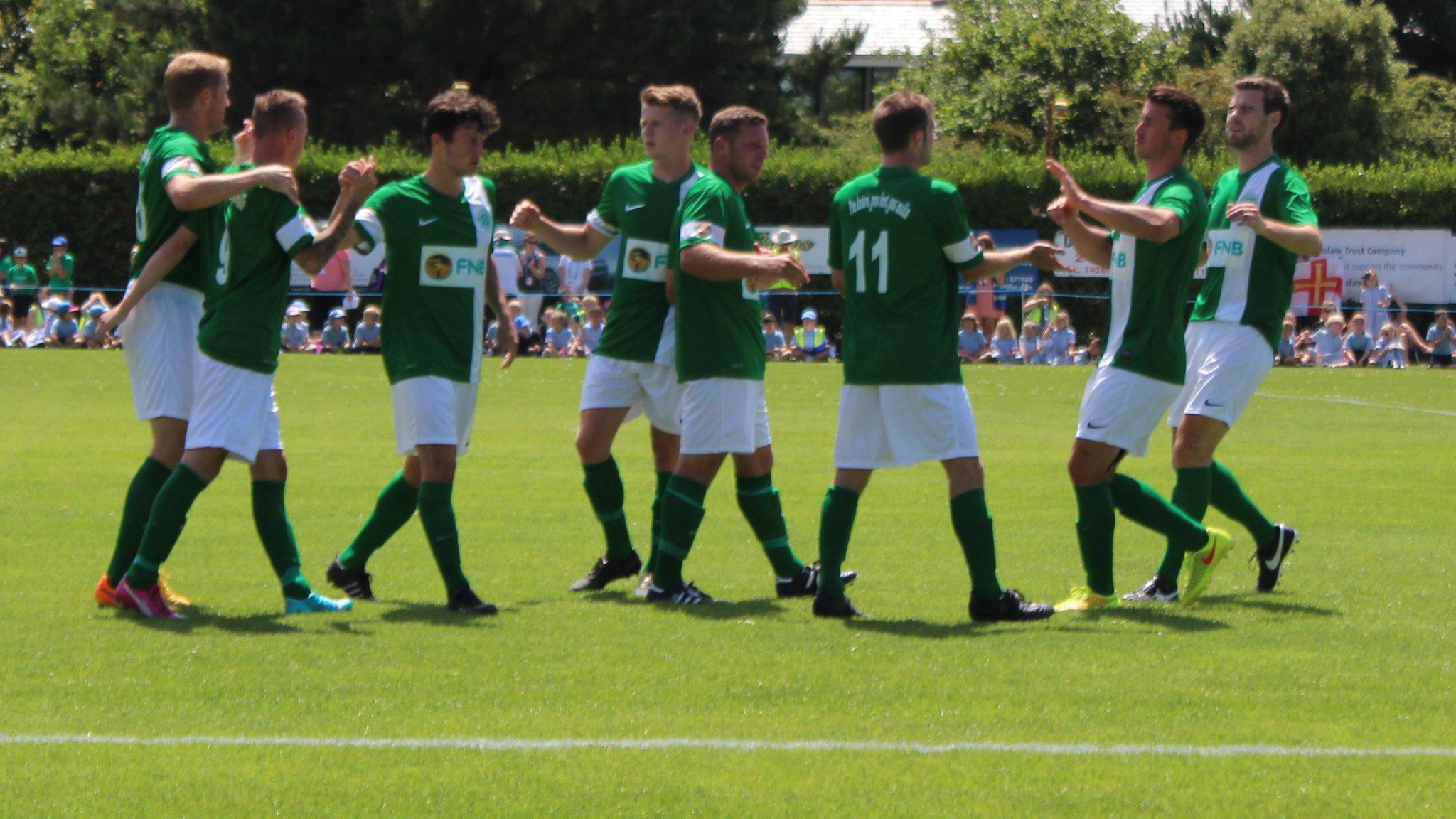 Guernsey celebrate Marc McGrath's penalty