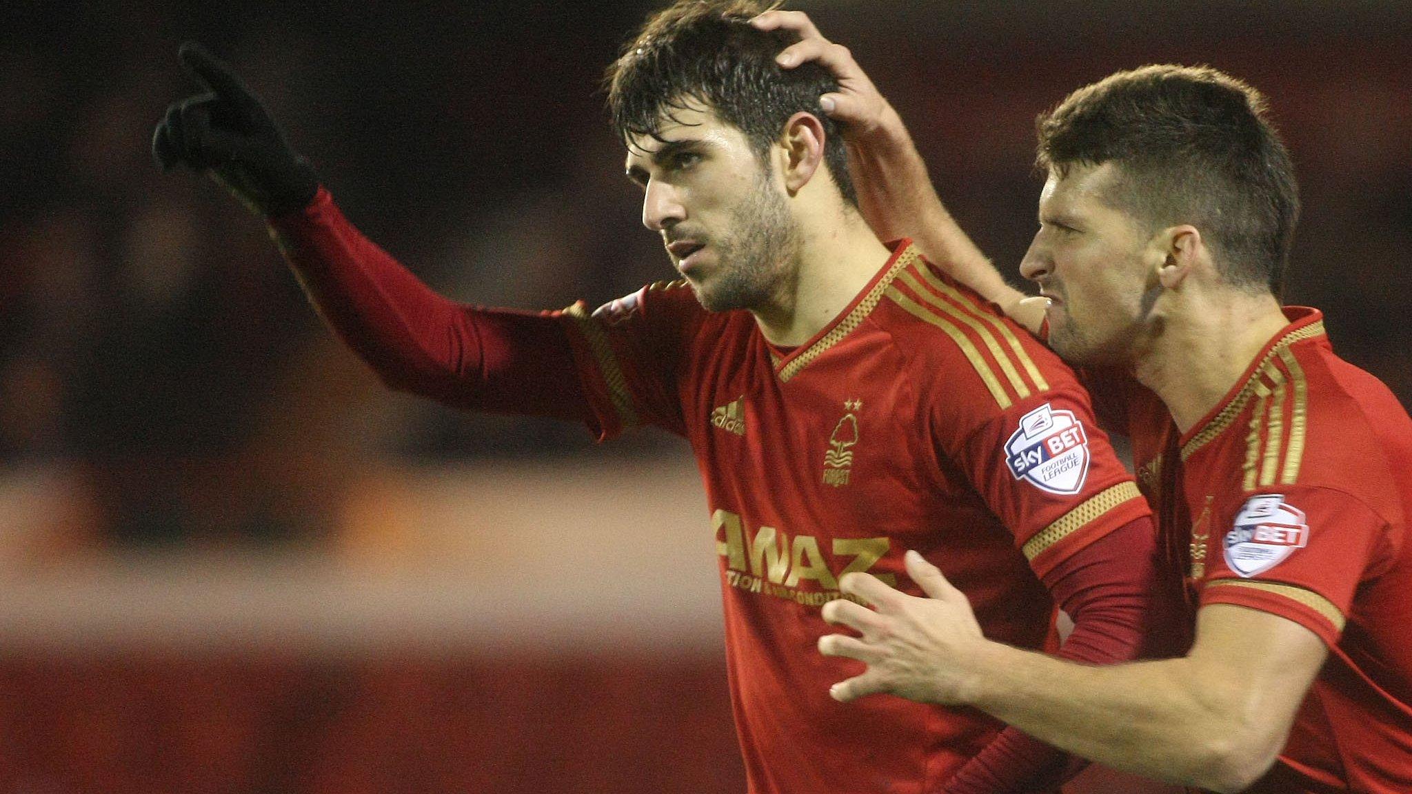 Nelson Oliveira (left) celebrates his winner against Preston