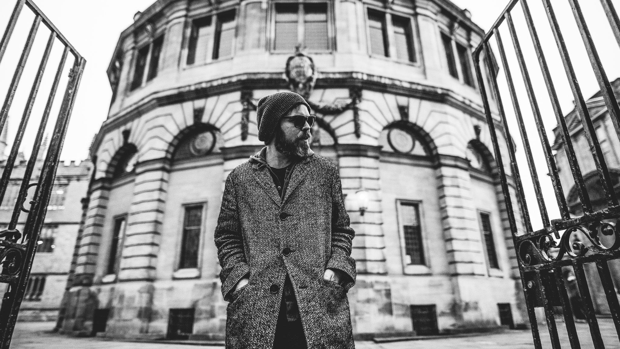 Gaz Coombes in front of the Sheldonian Theatre