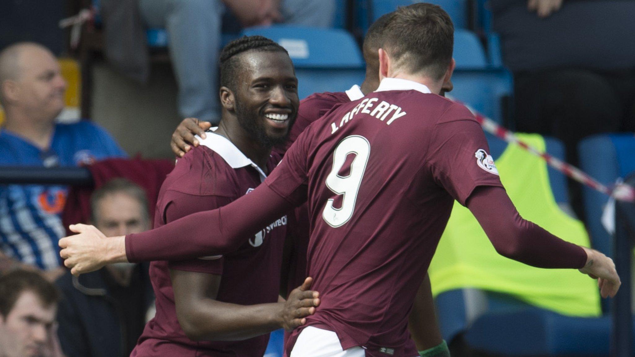 Hearts striker Isma Goncalves celebrates scoring at Kilmarnock