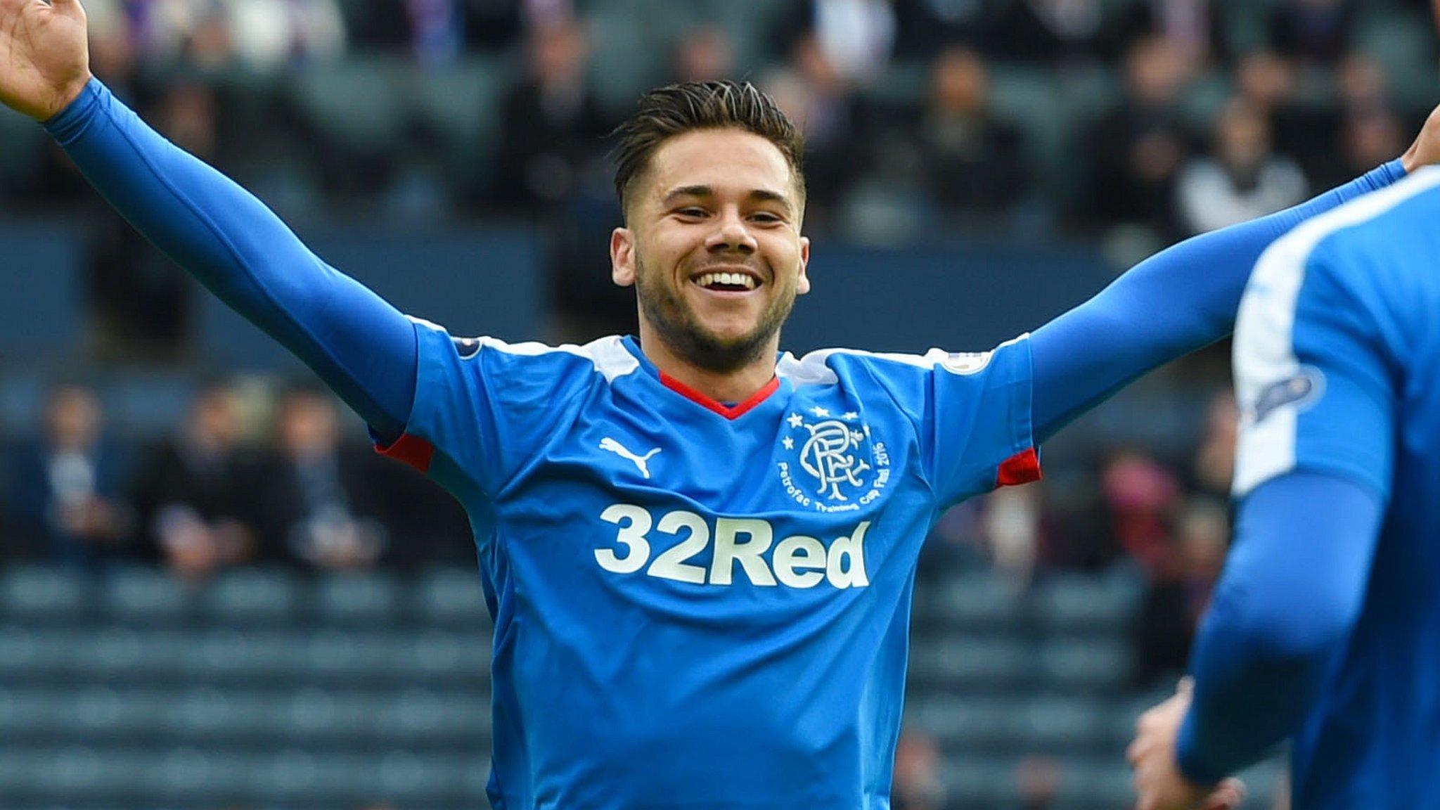 Harry Forrester celebrates a goal against Peterhead