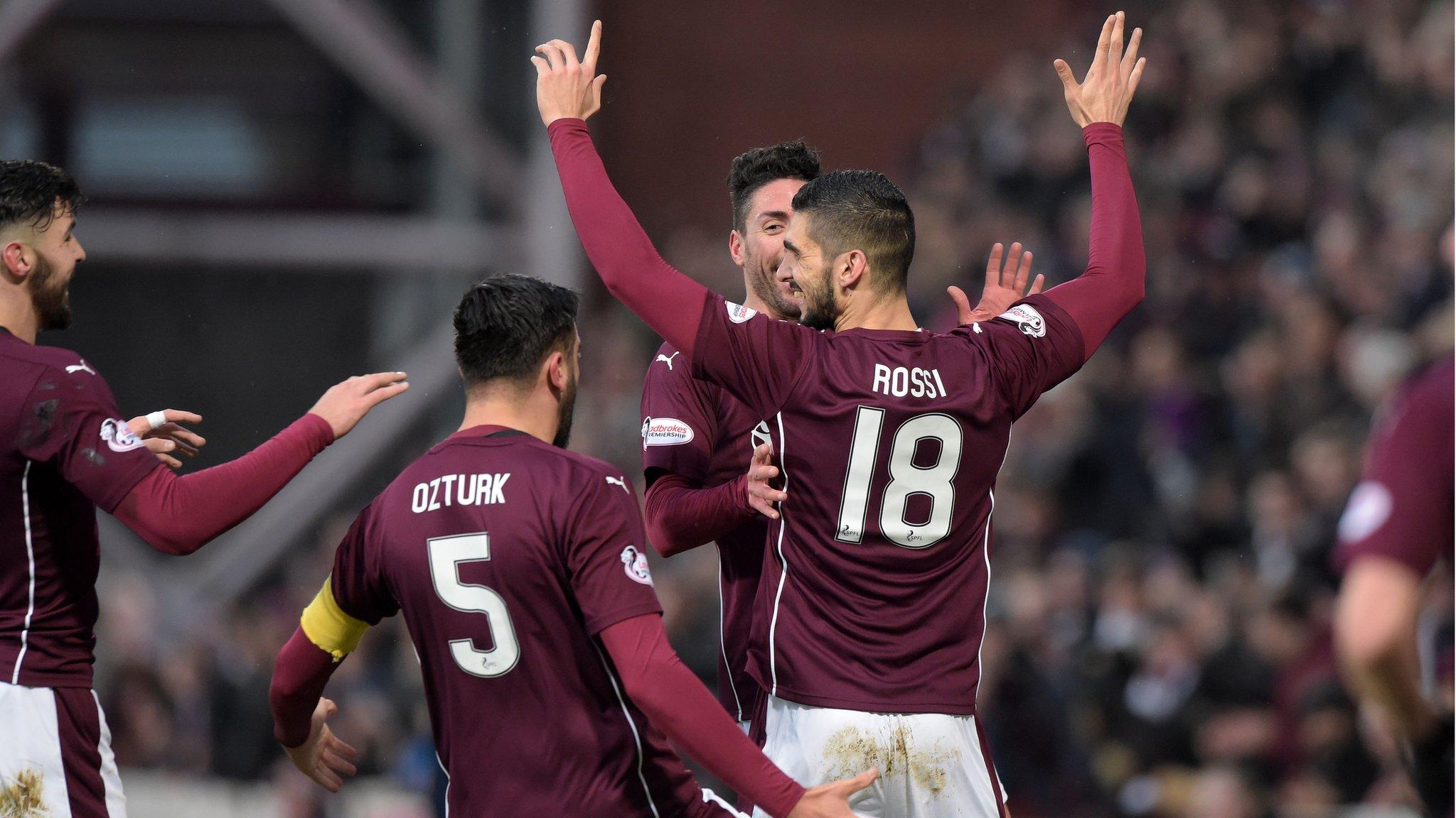 Hearts players celebrating