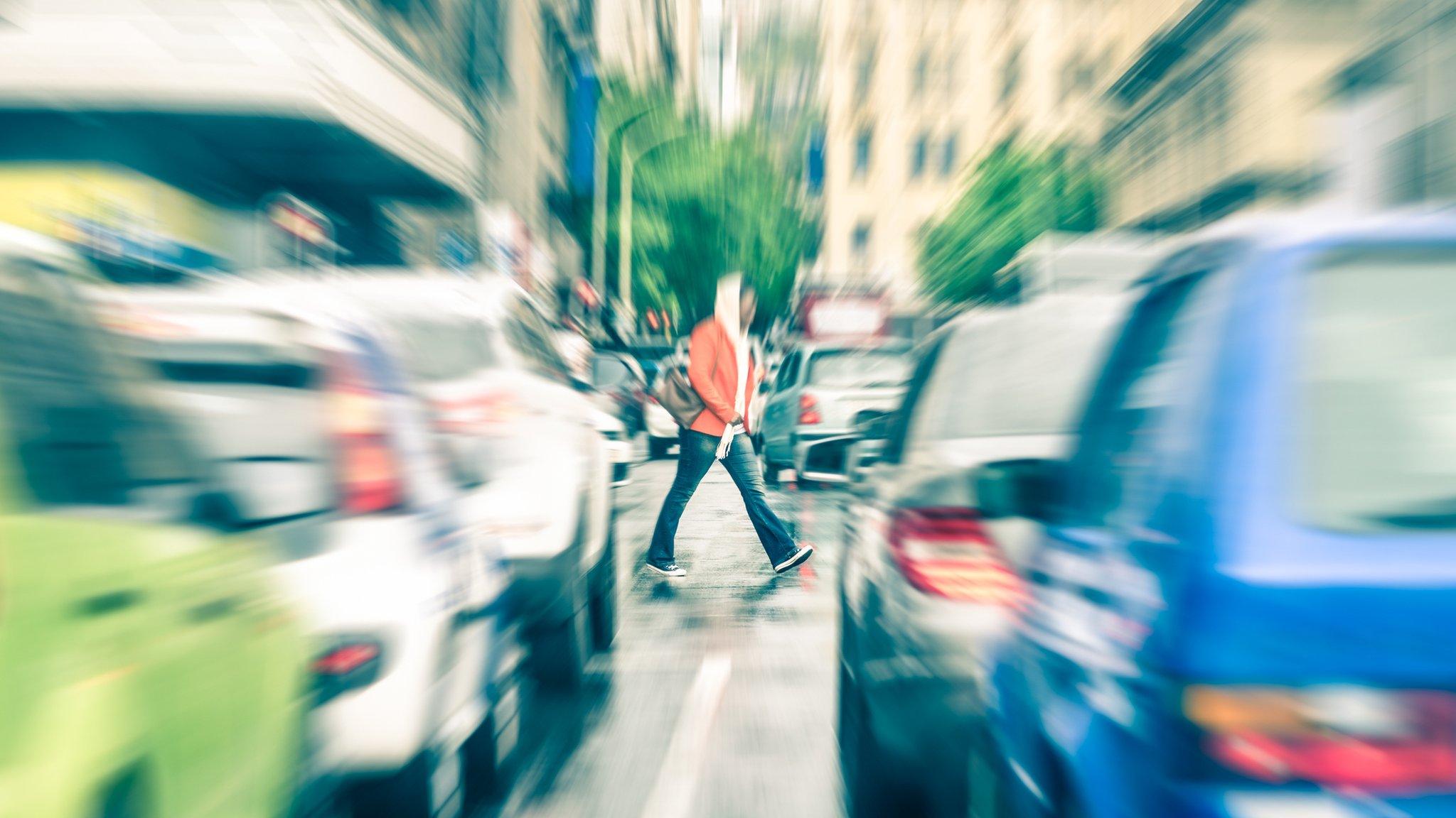 Pedestrian in traffic