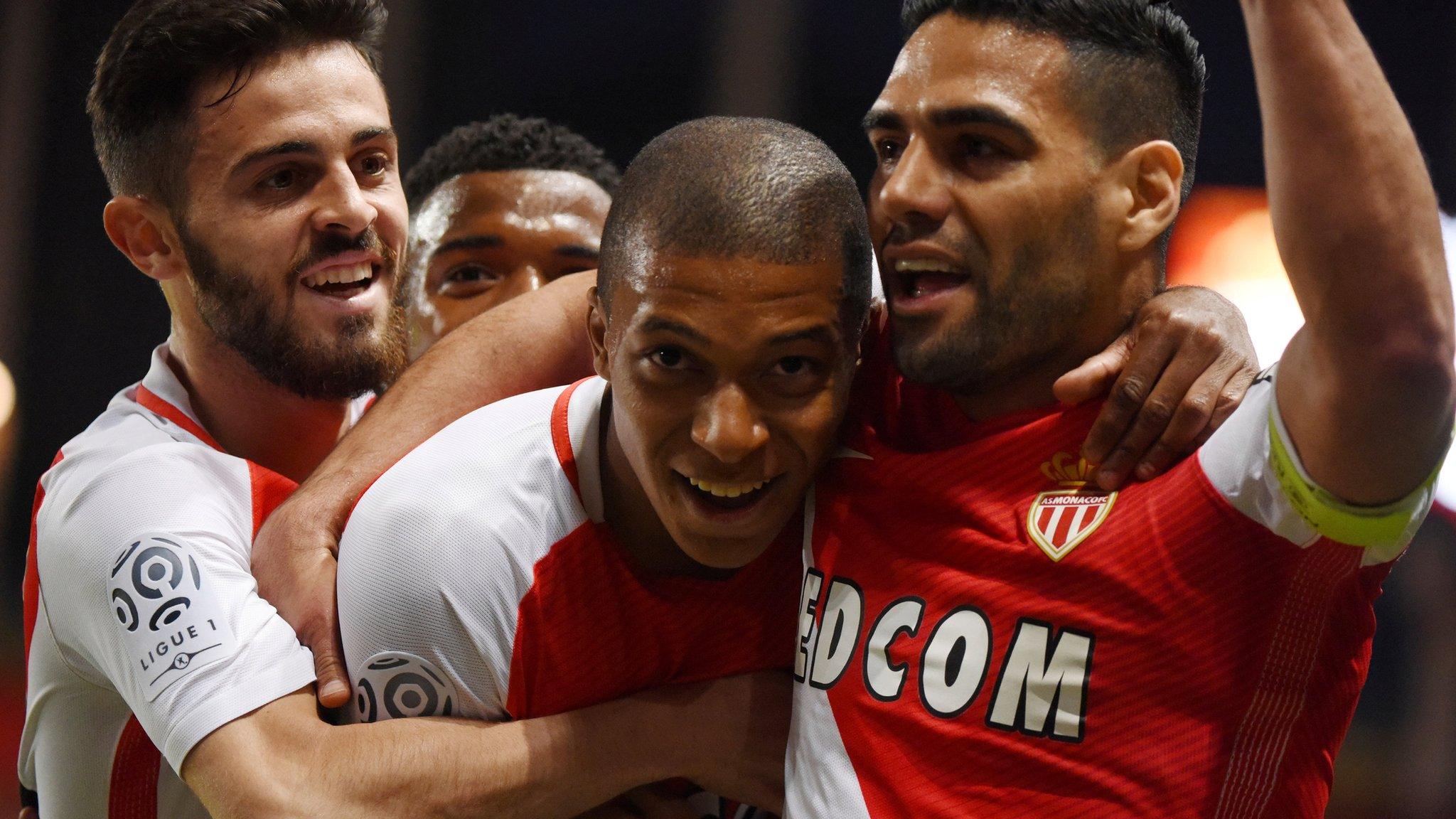 Monaco's Kylian Mbappe and Radamel Falcao