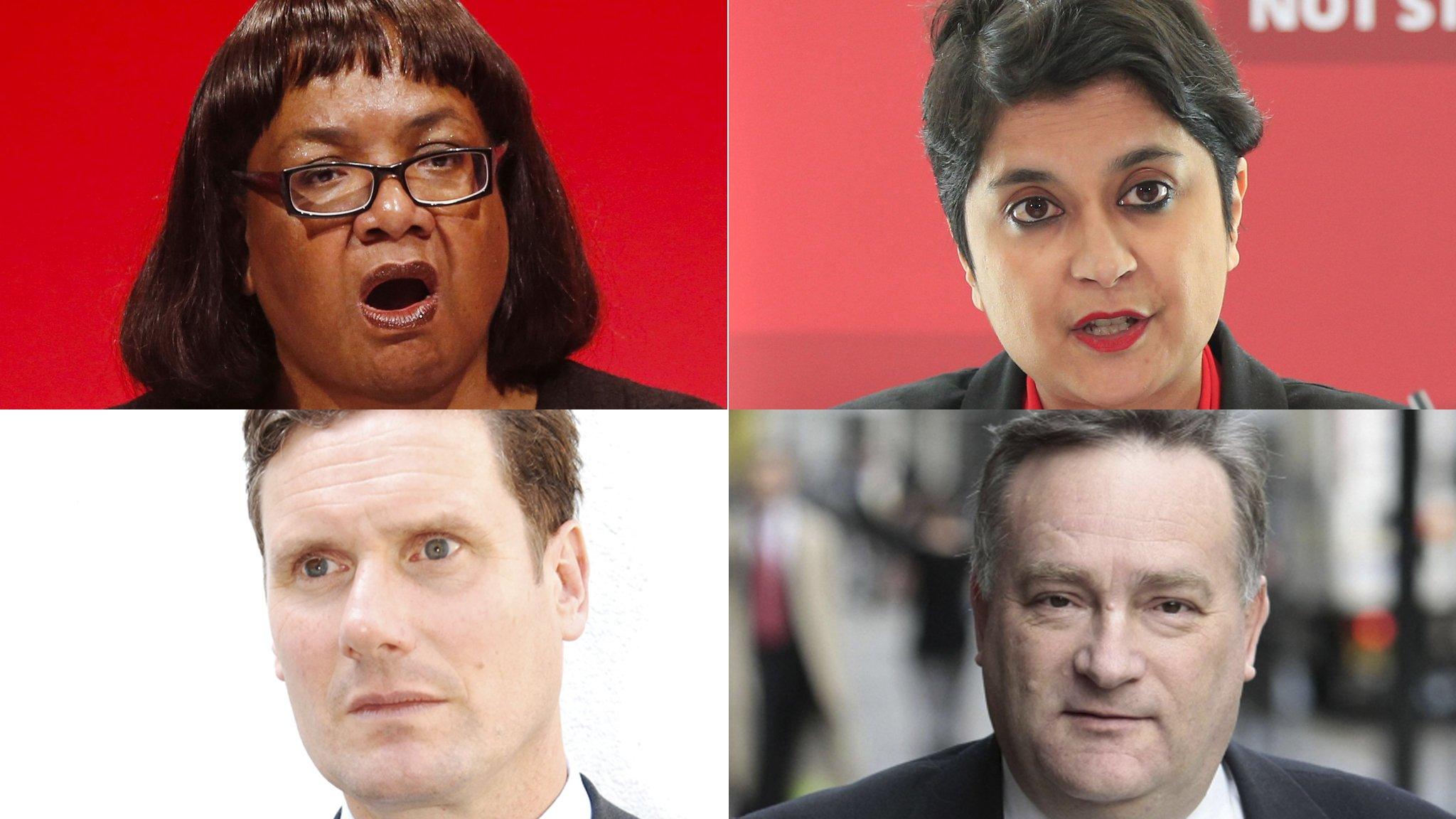 Clockwise from top left - Diane Abbott, Shami Chakrabarti, Nick Brown, Keir Starmer