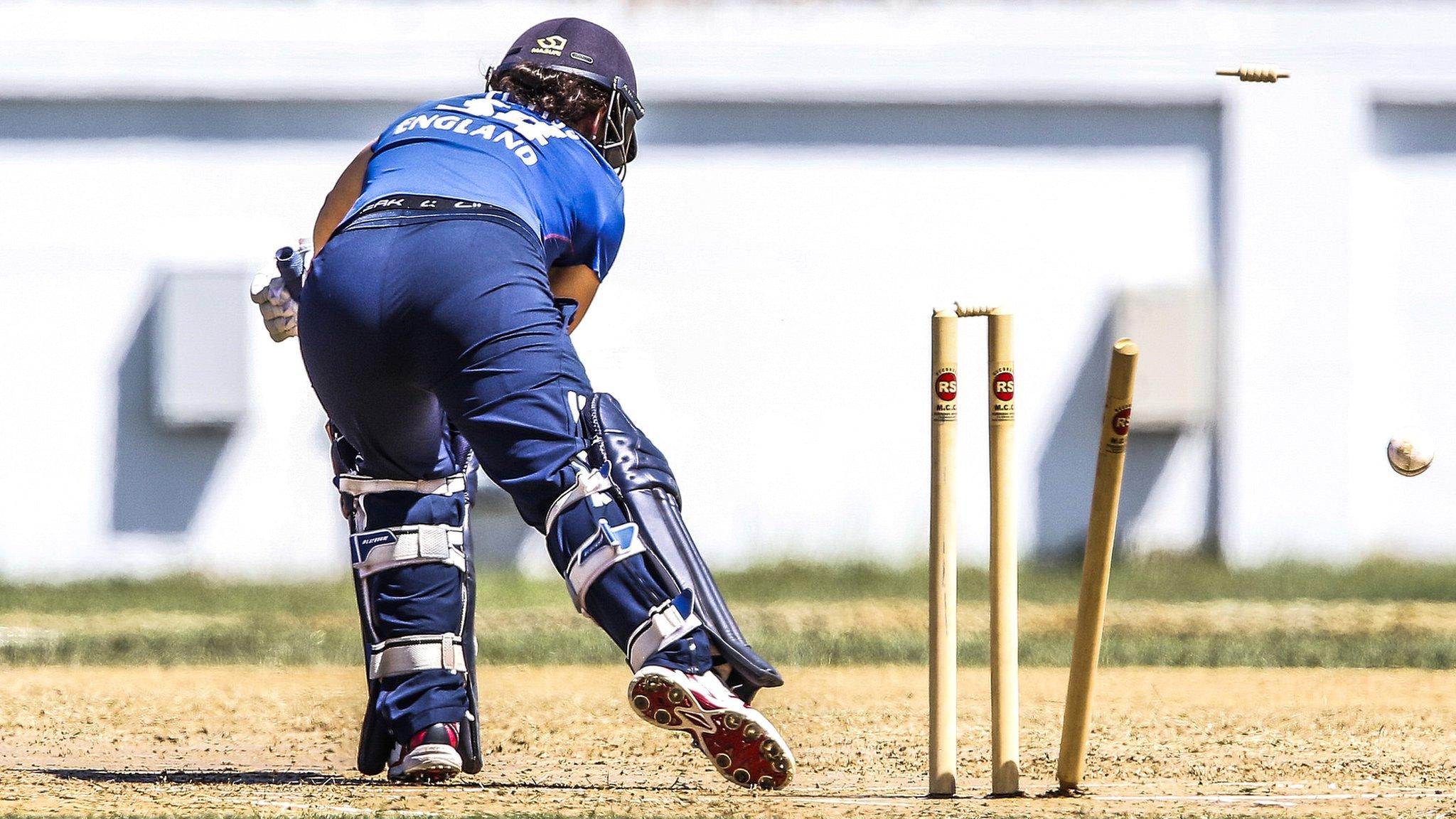 England's Georgia Elwiss is bowled