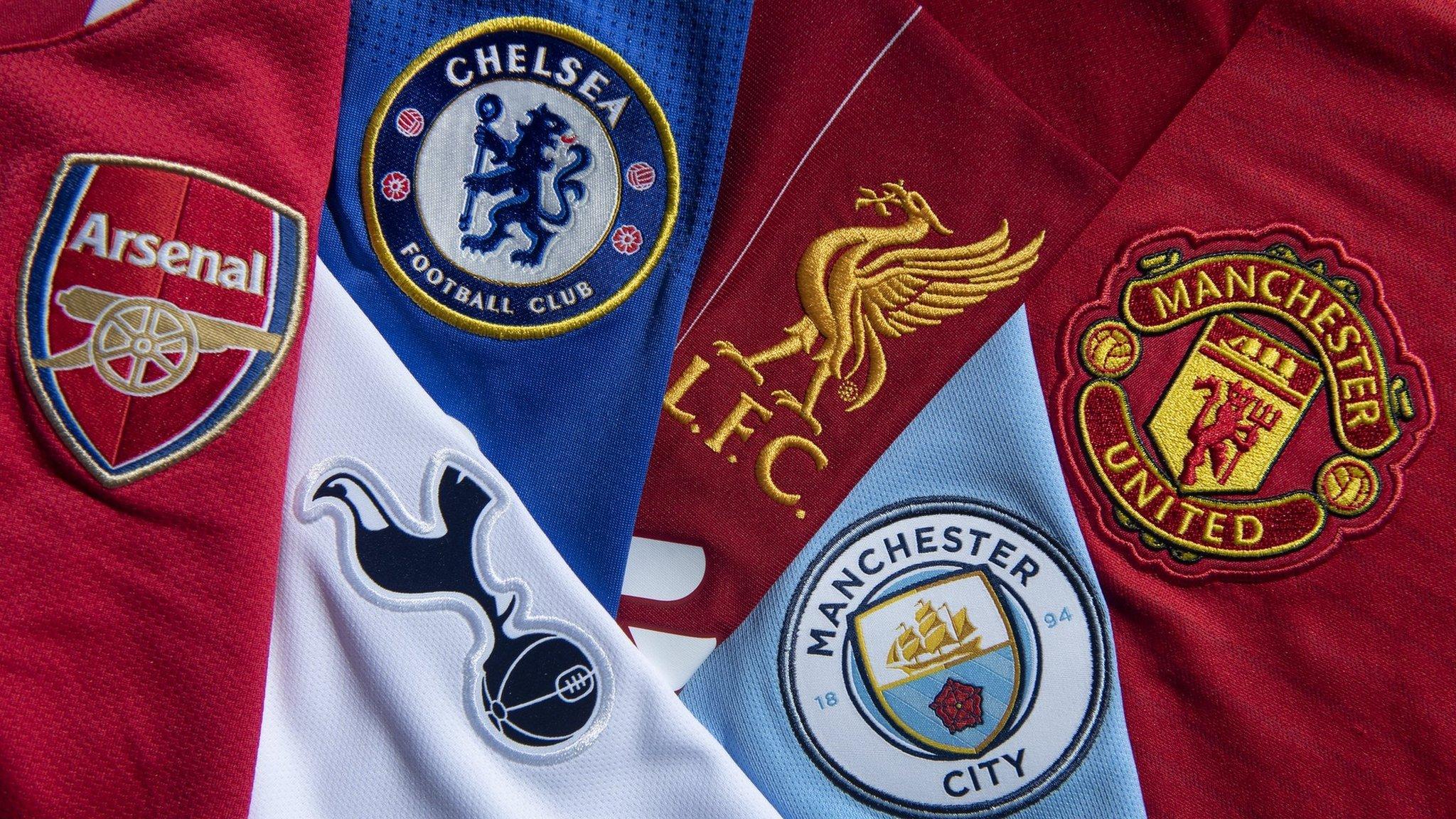 Arsenal, Chelsea, Liverpool, Manchester City, Manchester United and Tottenham club badges