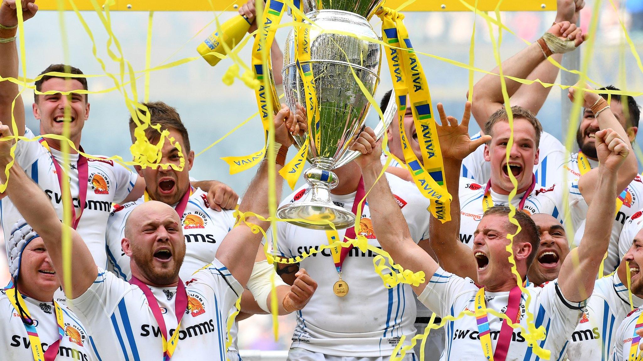 Exeter won their first English title eight years after winning promotion to the top flight