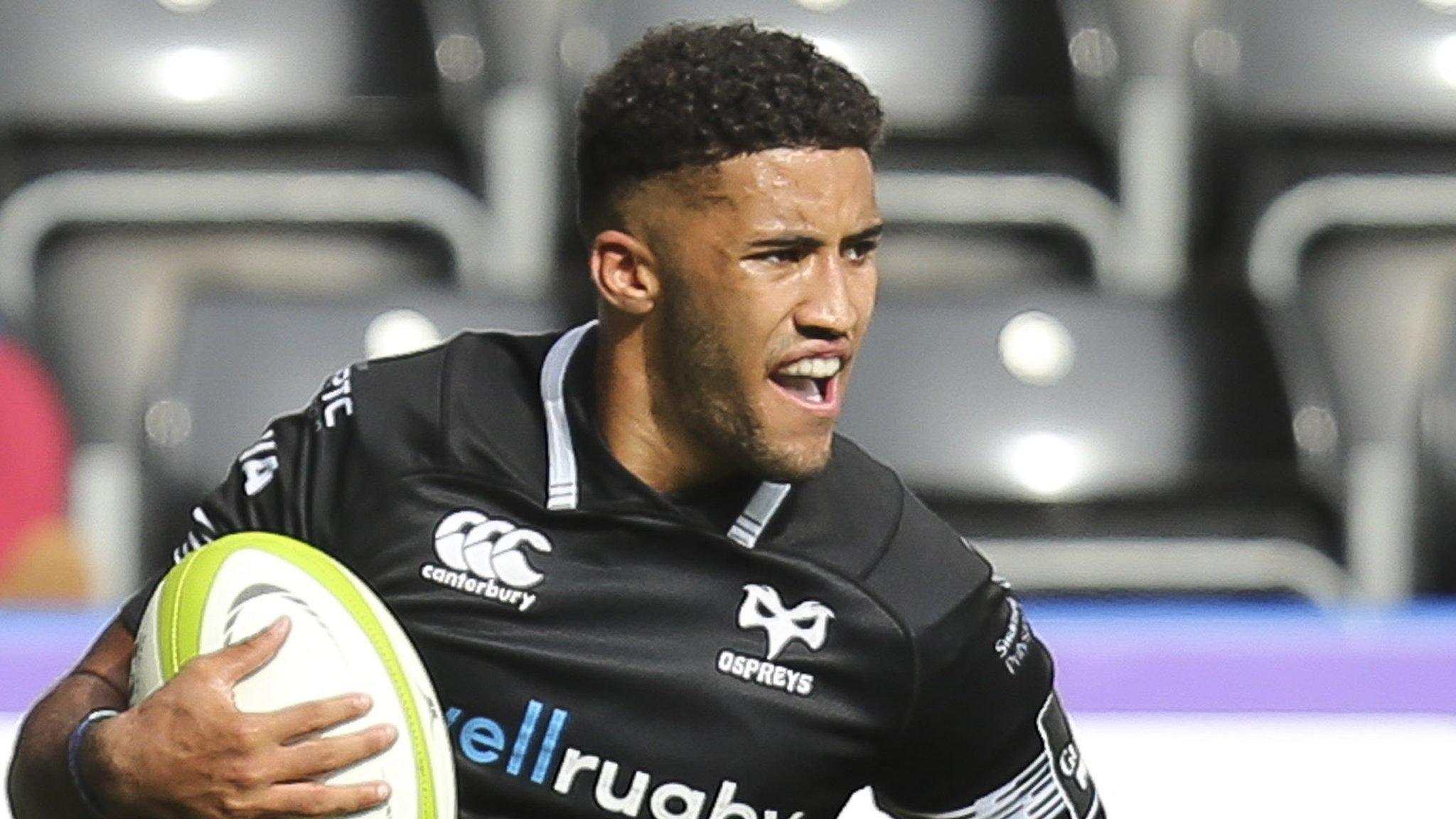 Keelan Giles goes over for his second try against Zebre