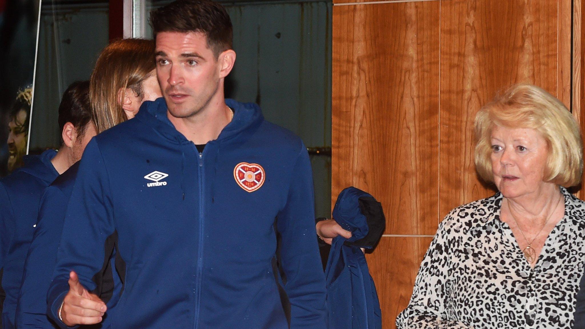 Hearts striker Kyle Lafferty and owner Ann Budge