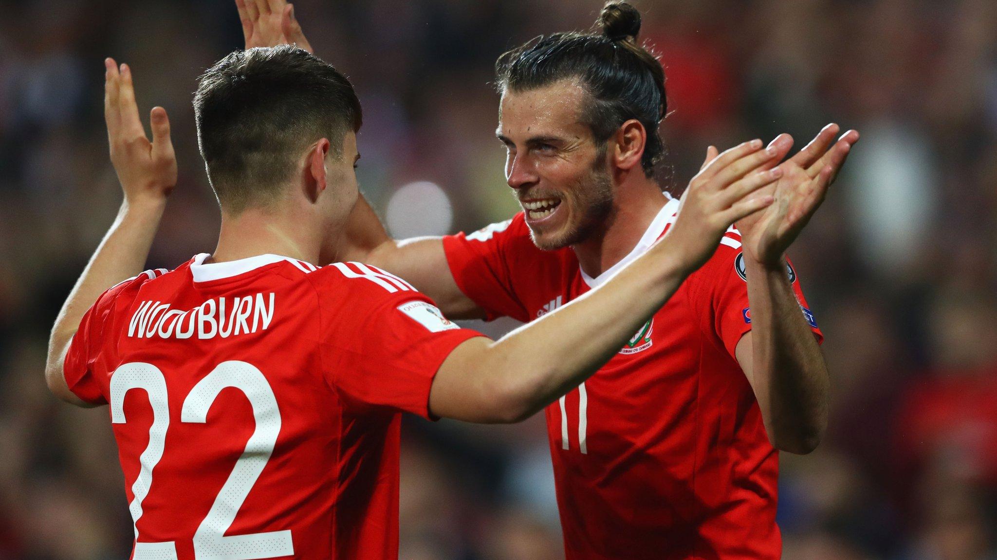 Ben Woodburn and Gareth Bale celebrate