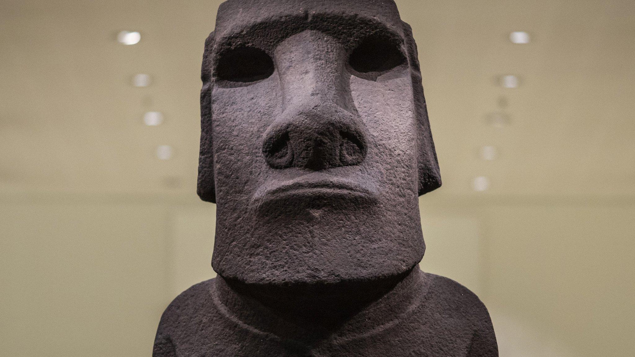 An Easter Island Head called Hoa Hakananai'a which means 'lost or stolen friend'