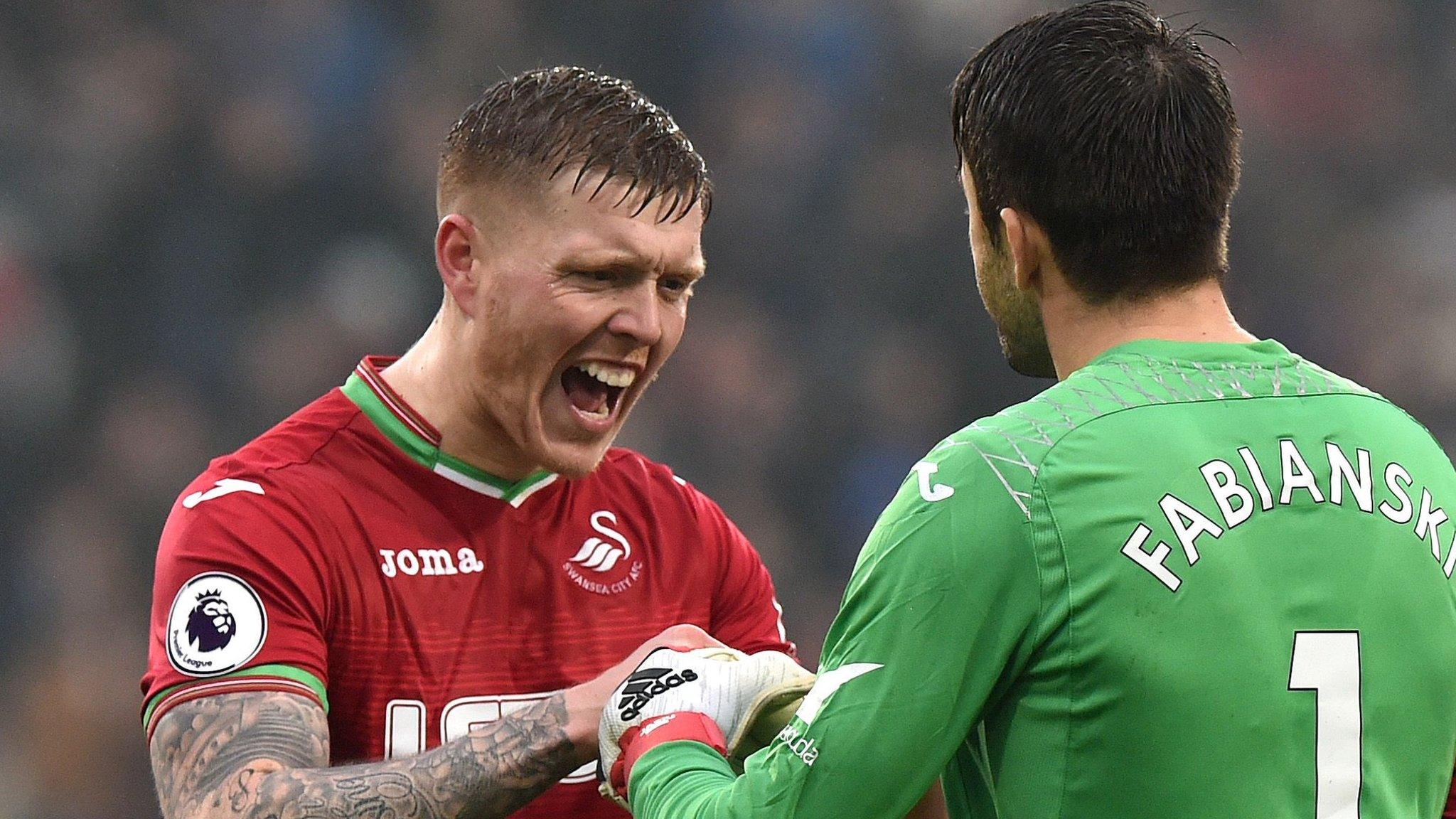 Swansea defender Alfie Mawson and goalkeeper Lukasz Fabianski