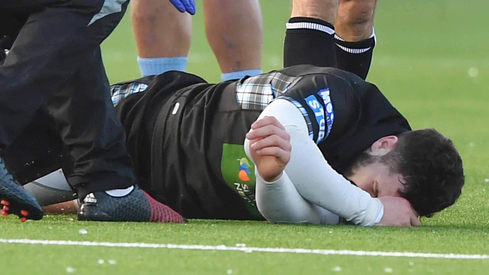 Alex Dunbar after suffering a head injury during Glasgow's win over Exeter Chiefs in January