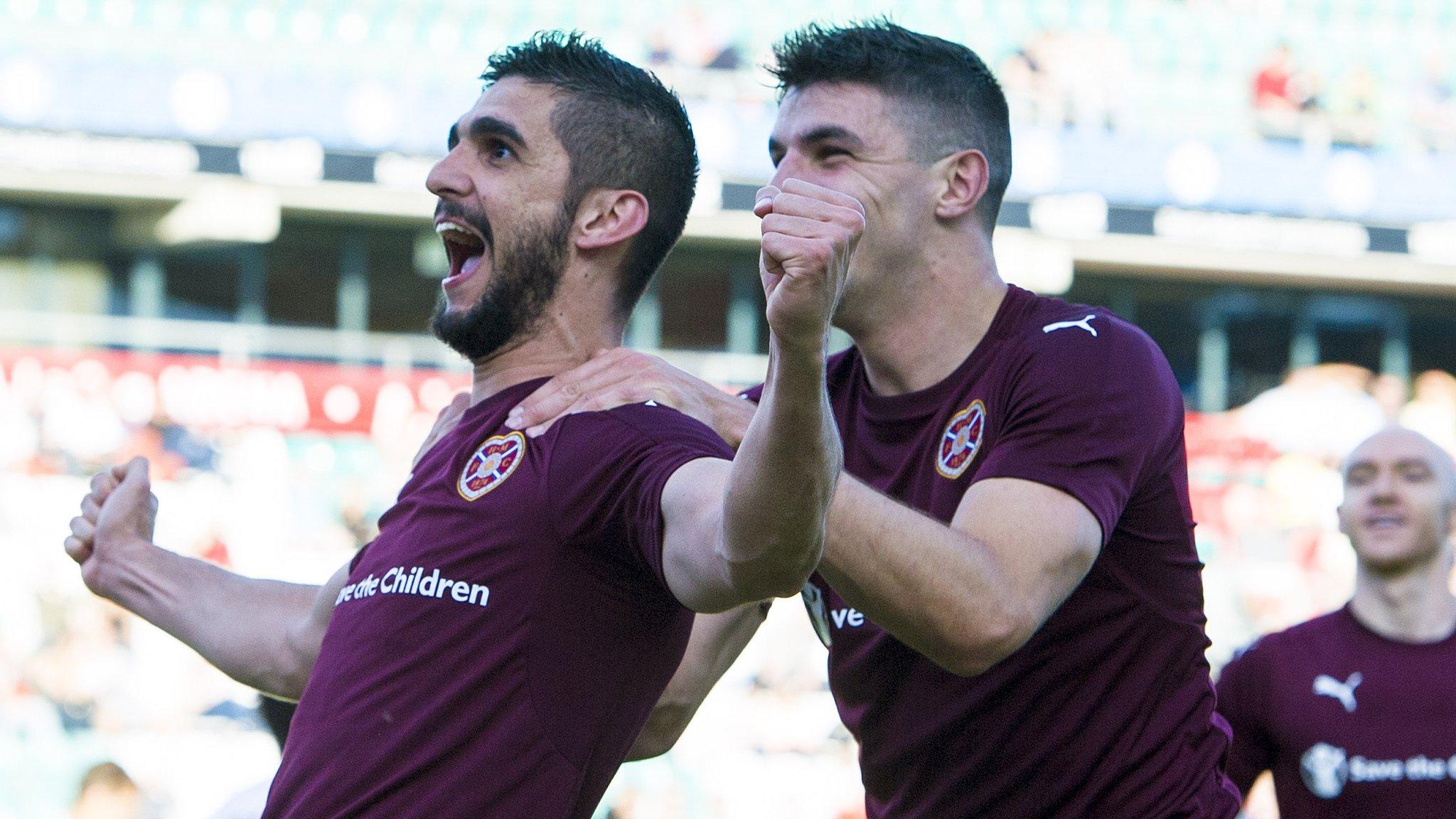 Hearts' Igor Rossi celebrates after scoring his side's fourth goal