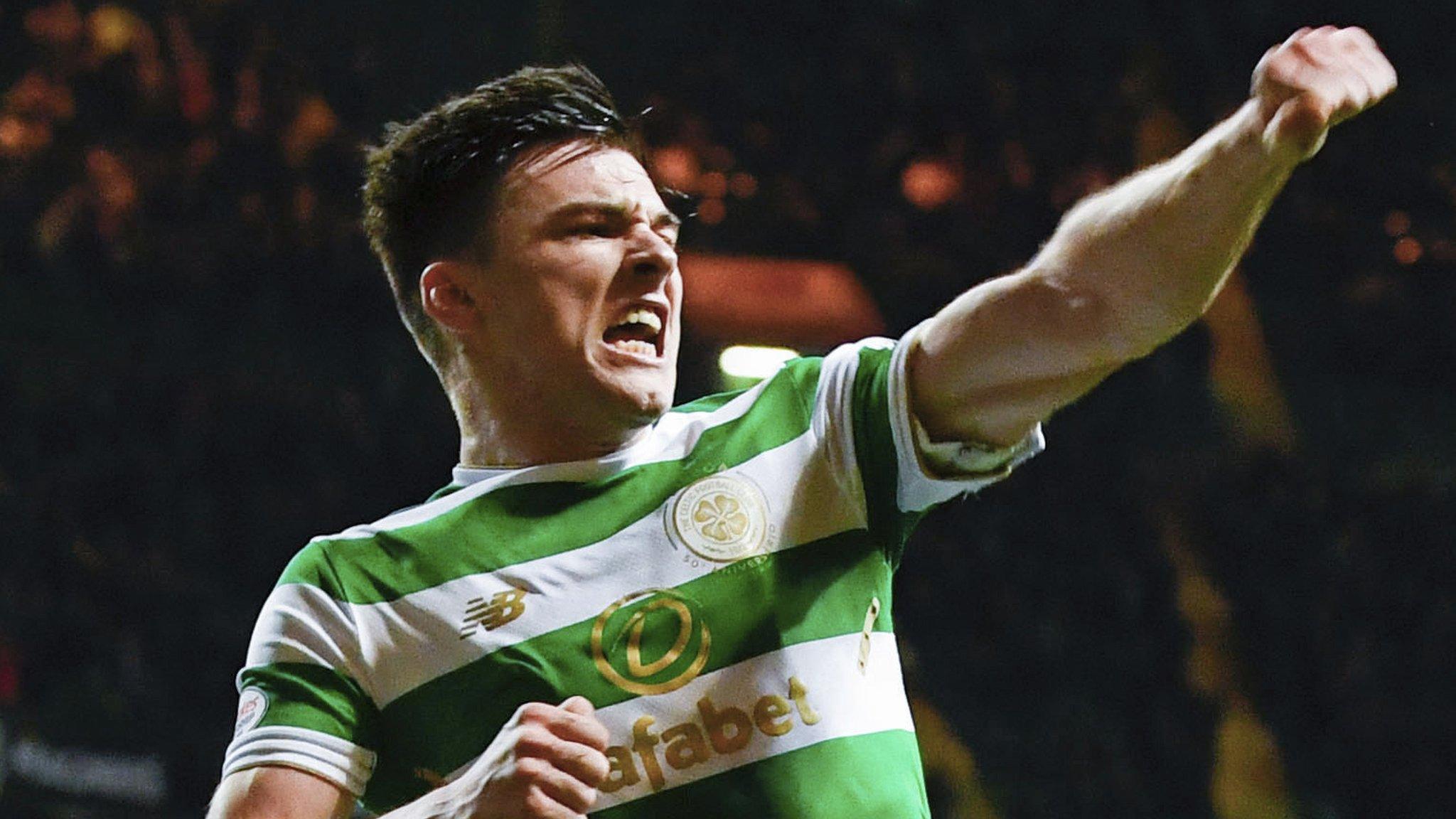 Kieran Tierney celebrates his goal