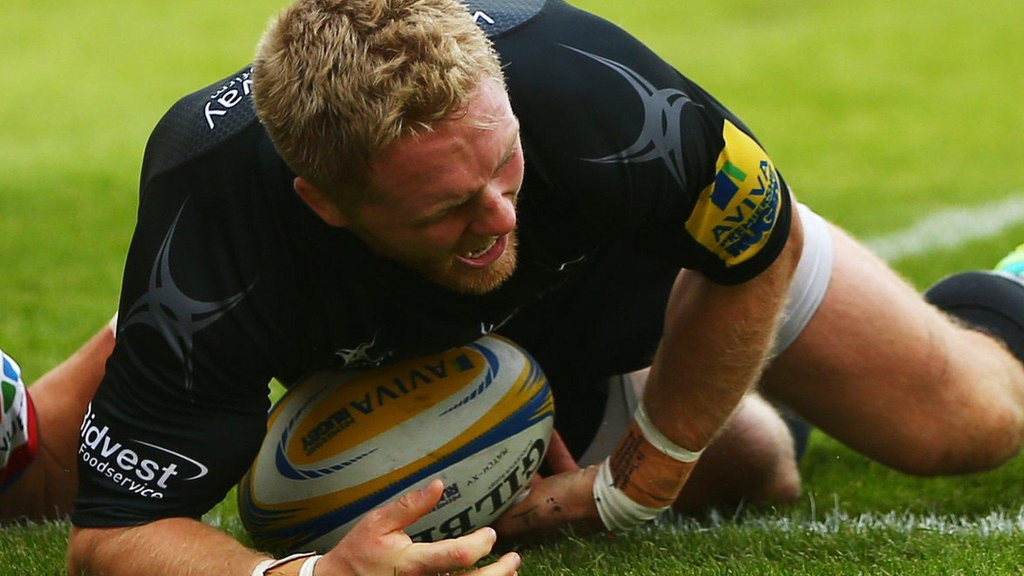 Alex Tait scores a try for Newcastle against Gloucester