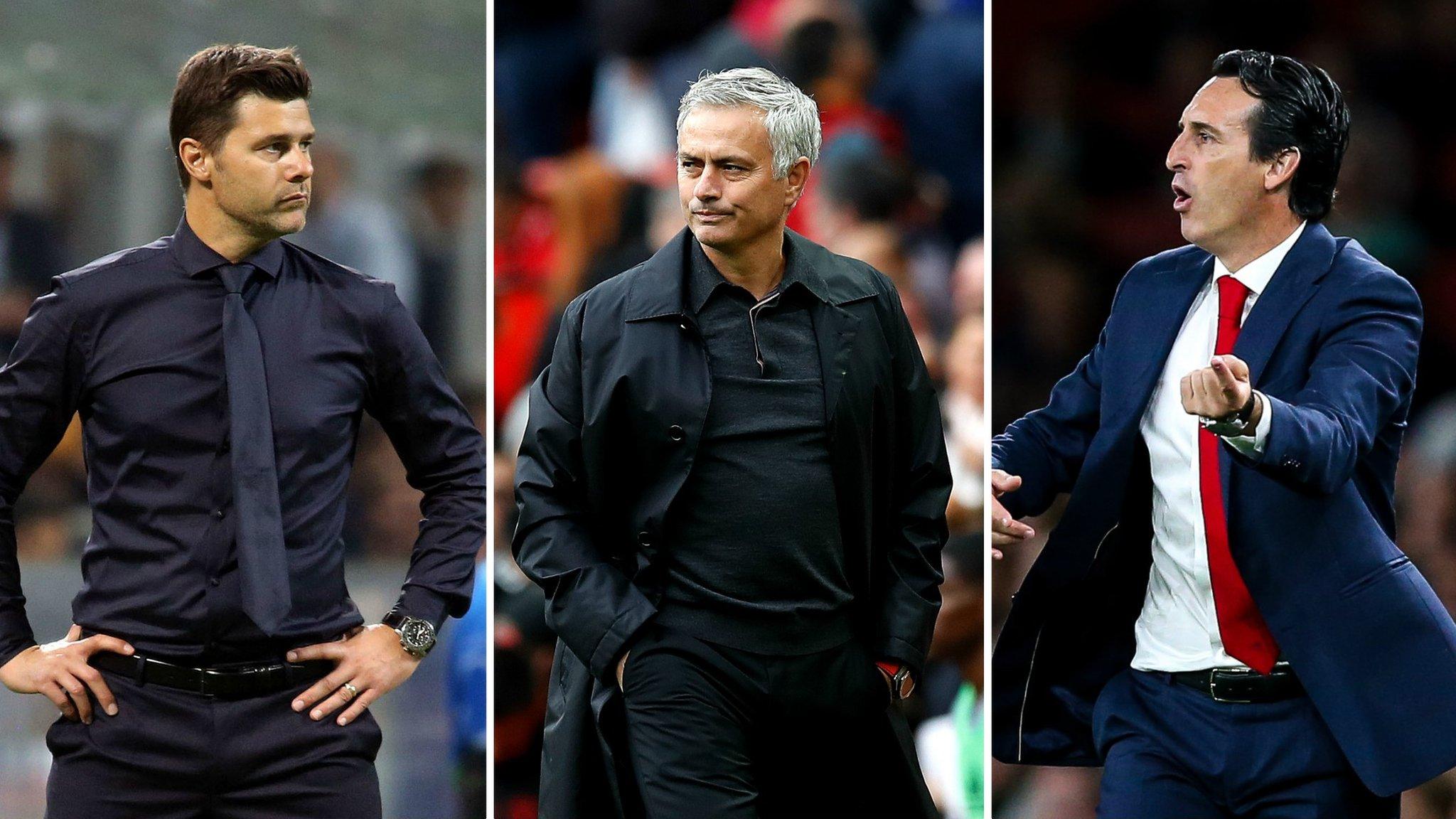 (Left to right) Mauricio Pochettino, Jose Mourinho and Unai Emery