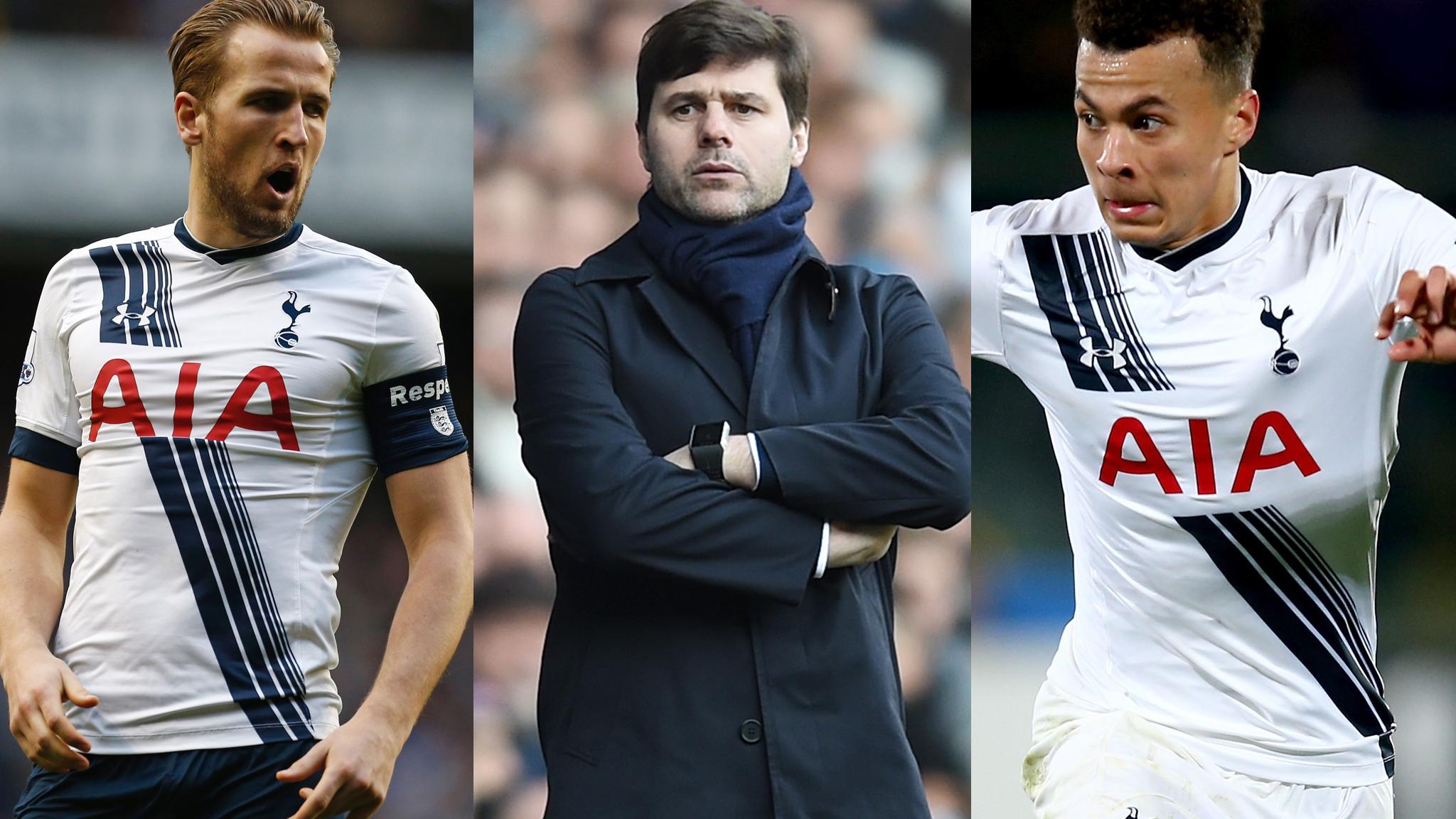 Harry Kane, Mauricio Pochettino and Dele Alli