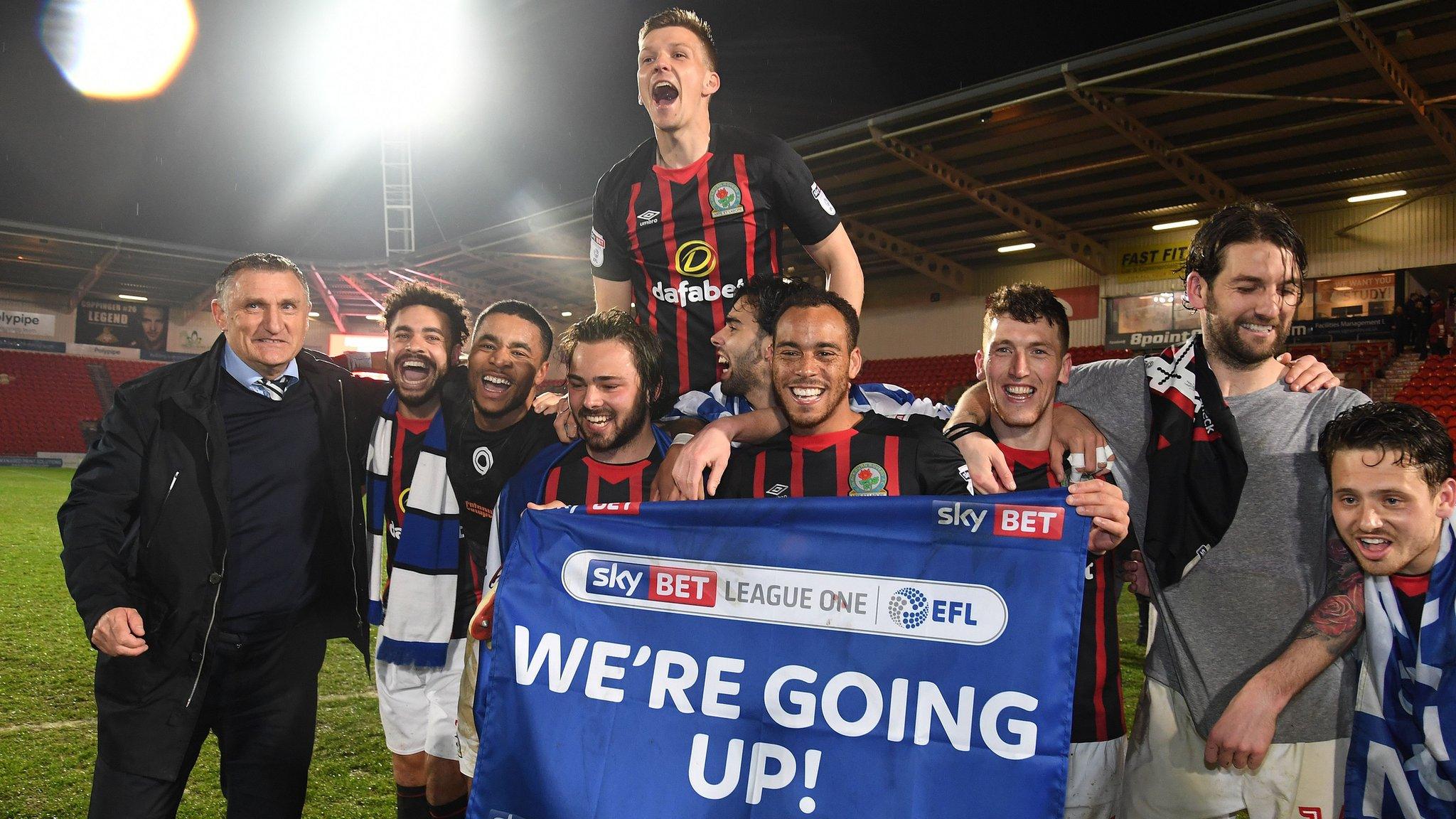 Blackburn Rovers celebrate promotion to the Championship