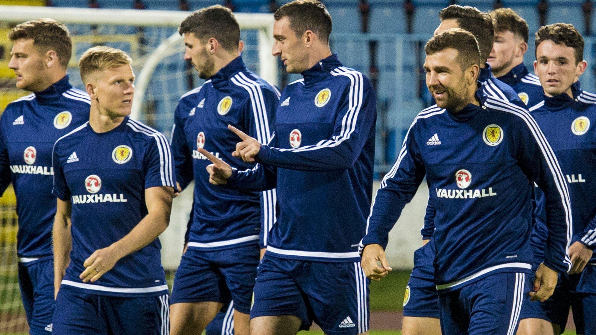 Scotland players training in Trnava