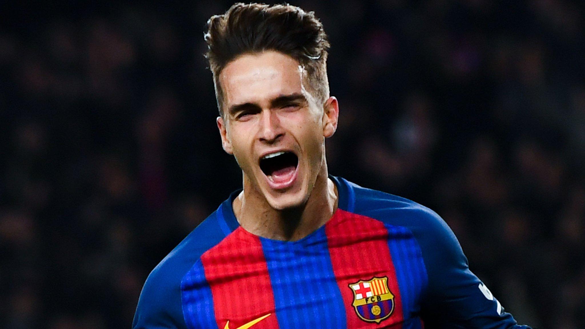 Denis Suarez celebrates scoring for Barcelona against Real Sociedad in the Copa del Rey