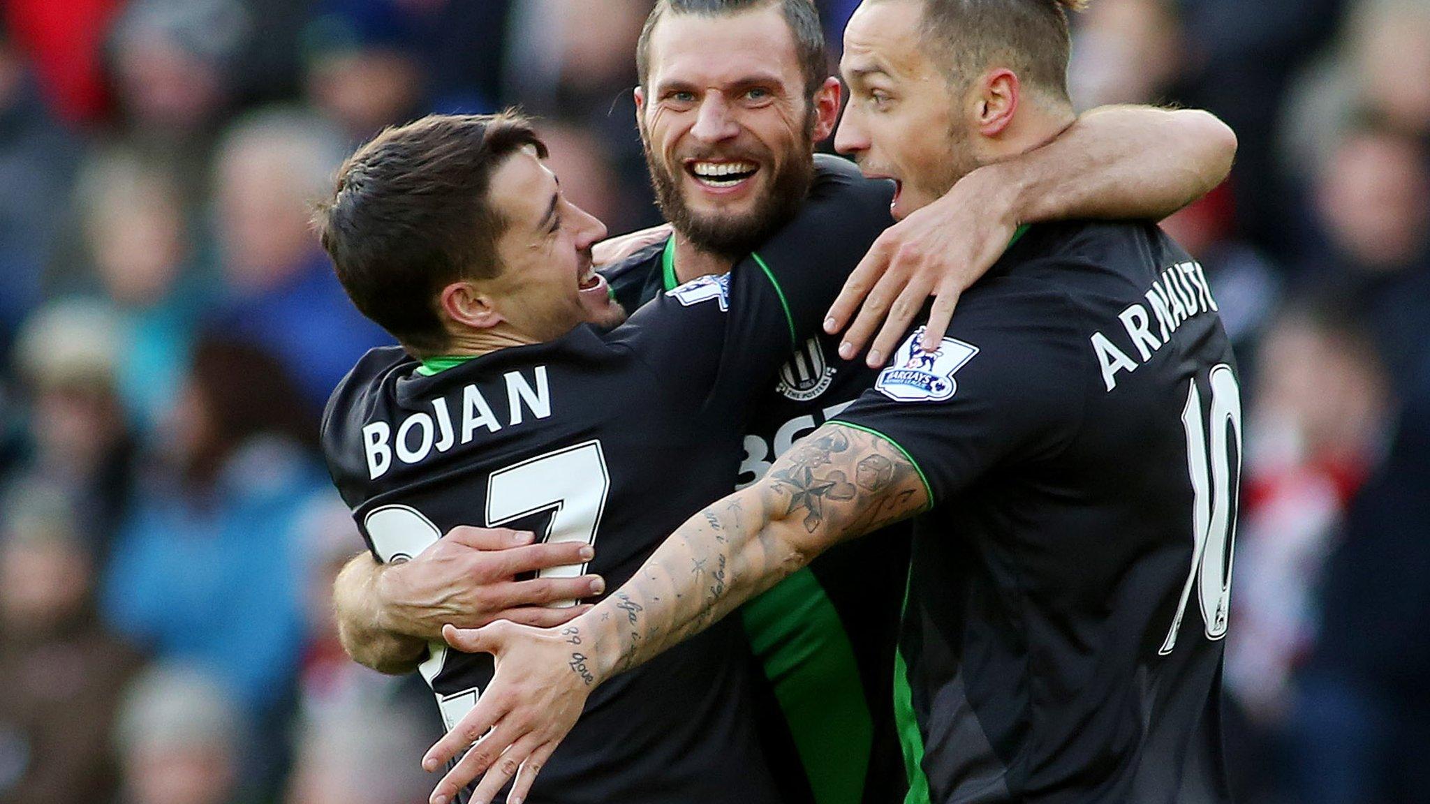 Bojan celebrates his goal for Stoke