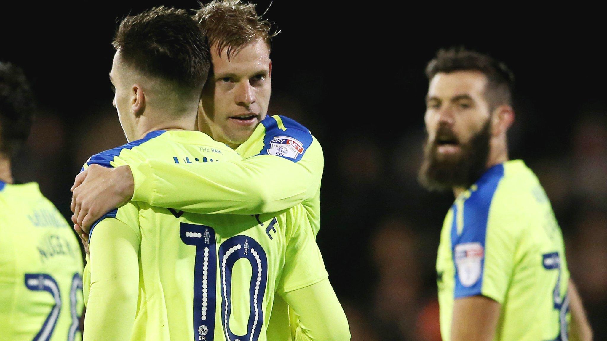 Derby County's Matej Vydra celebrates after scoring