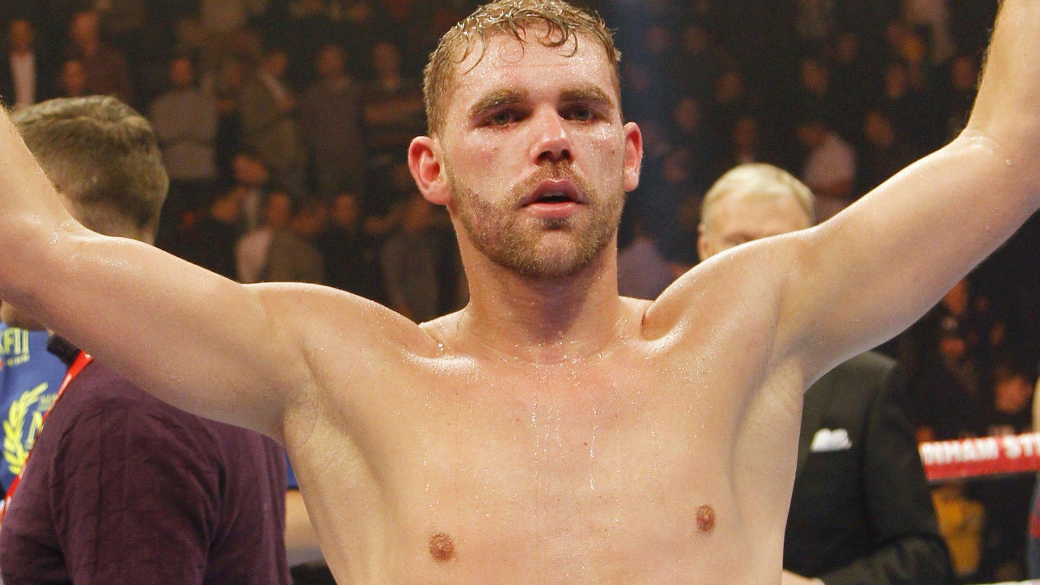 Billy Joe Saunders celebrates his WBO middleweight title triumph